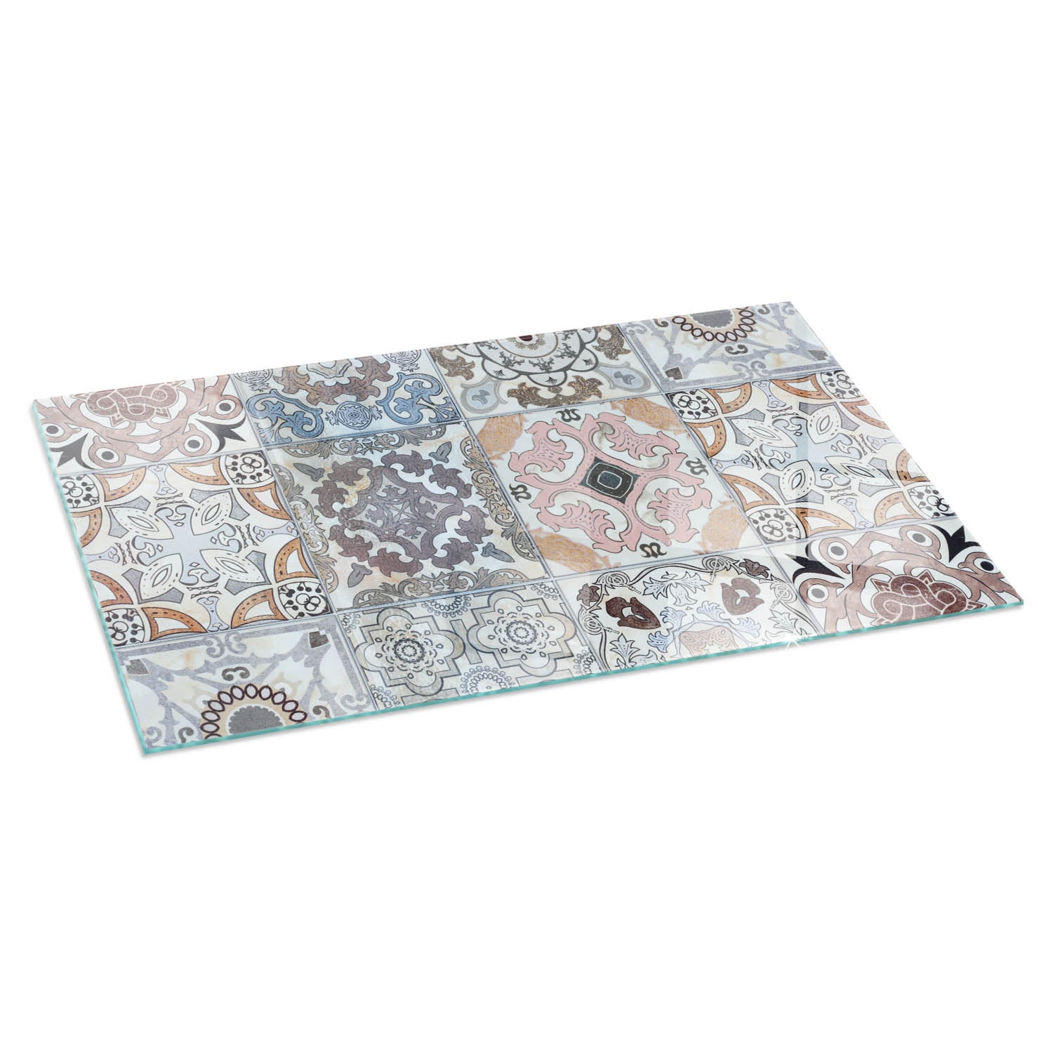 Prostokątna płyta szklana ochronna pod piecyk, kominek - 100x50 cm - Wzory mozaikowe w kaflach - TULUP