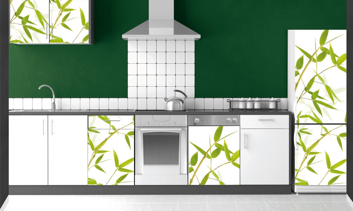 Sticker décoratif pour réfrigérateur, illustration de tiges de bambous