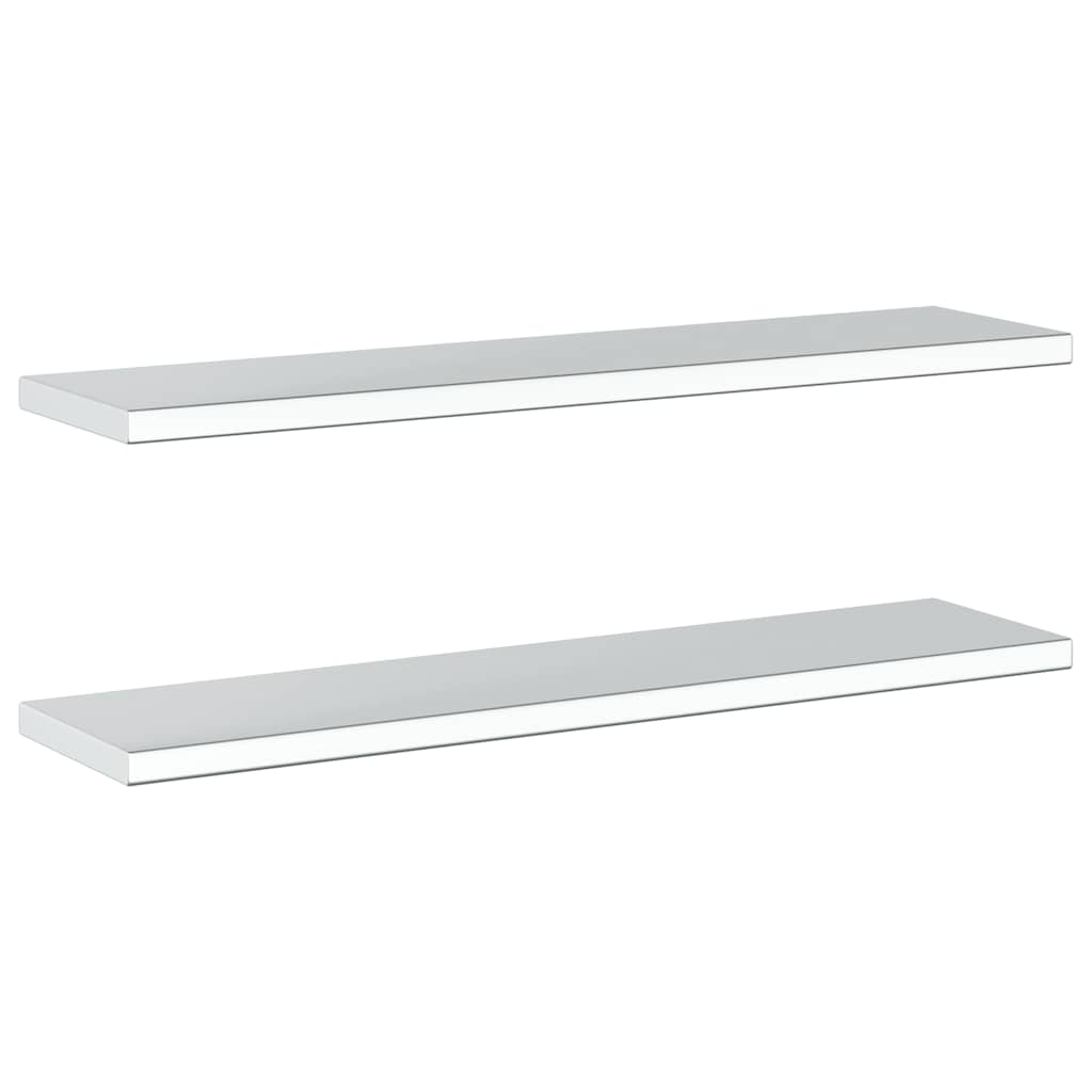 vidaXL Étagères murales 2 pcs 100x23,5 cm argenté acier inoxydable - 5