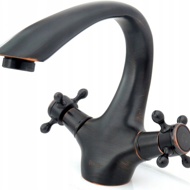 Bateria umywalkowa Rea Retro Postarzana Czarna Niska