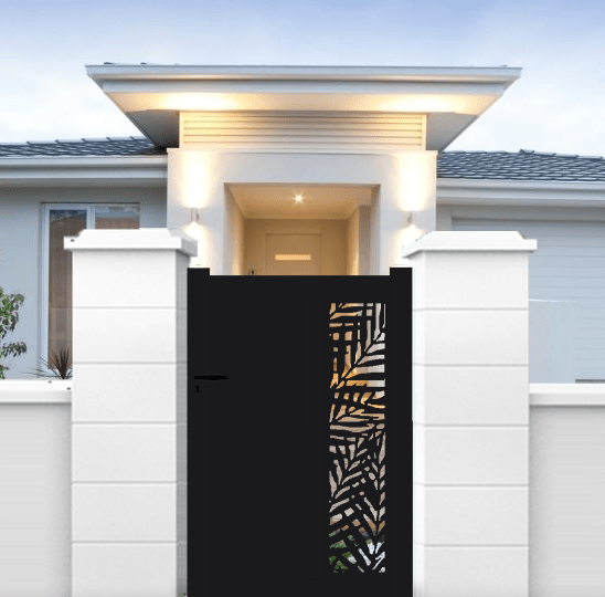Portillon aluminium découpe laser en kit dimensions L.1000 (entre piliers) x H.1500 mm Couleurs Marron (RAL 1247) - 4