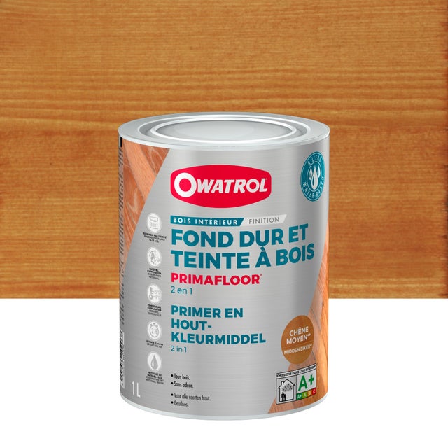 Fond dur + teinte à bois en phase aqueuse Owatrol PRIMAFLOOR® Chêne Moyen (owp6) 1 litre