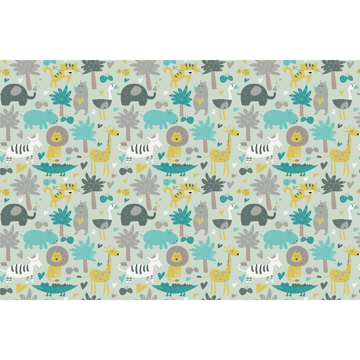 Pegatina muebles para niños animales de la sabana - adhesivo de pared - revestimiento sticker mural decorativo - 60x90cm - 2