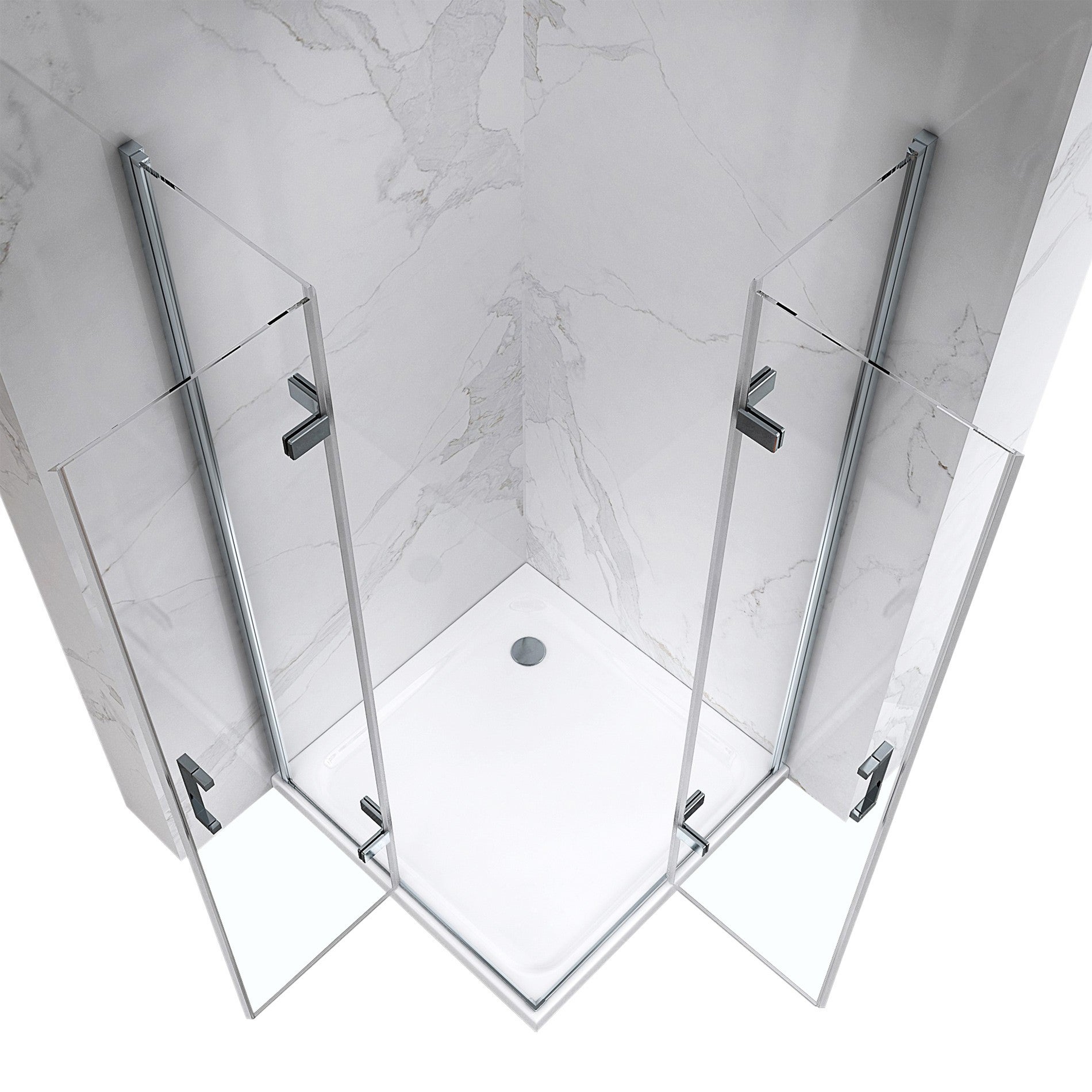 ATÉA Cabine de douche H 190 cm, 2 portes pliantes et pivotantes - verre transparent 70 x 115 cm - 2