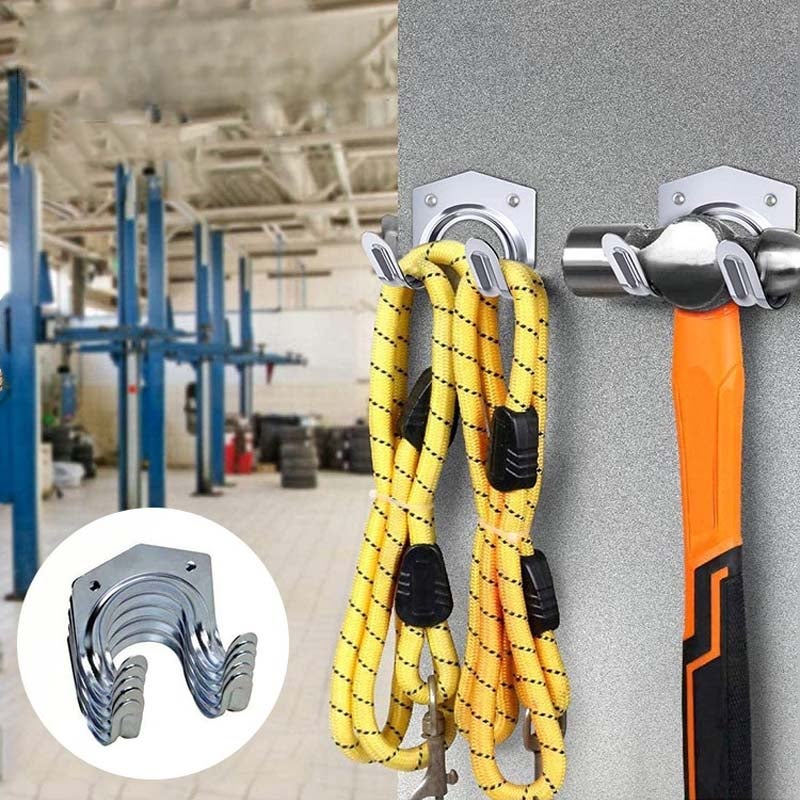10 crochets muraux universels pour outils de jardin, support mural en acier pour garage, remise à vélos, atelier, fixation stable, durable - 2