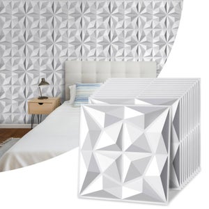 Paneles De Pared 3D PVC 50x50 Cm | Azulejos Decorativos Blancos | Impermeables Y Modernos | Revestimiento Para Techo O Baño