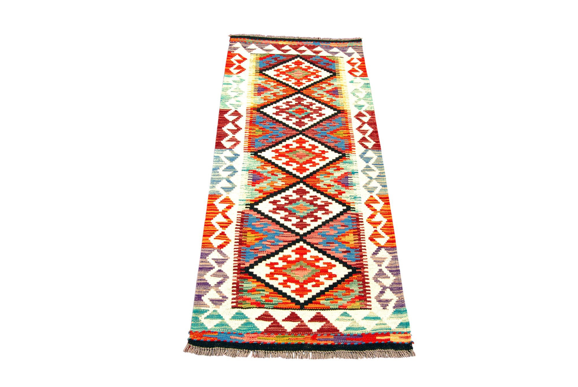 Tapis Kilim Chindi Uni Bleu 60x90 Cm – Couloir Moderne, Salon & Chambre, Coton Tissé Plat Doux Et Durable