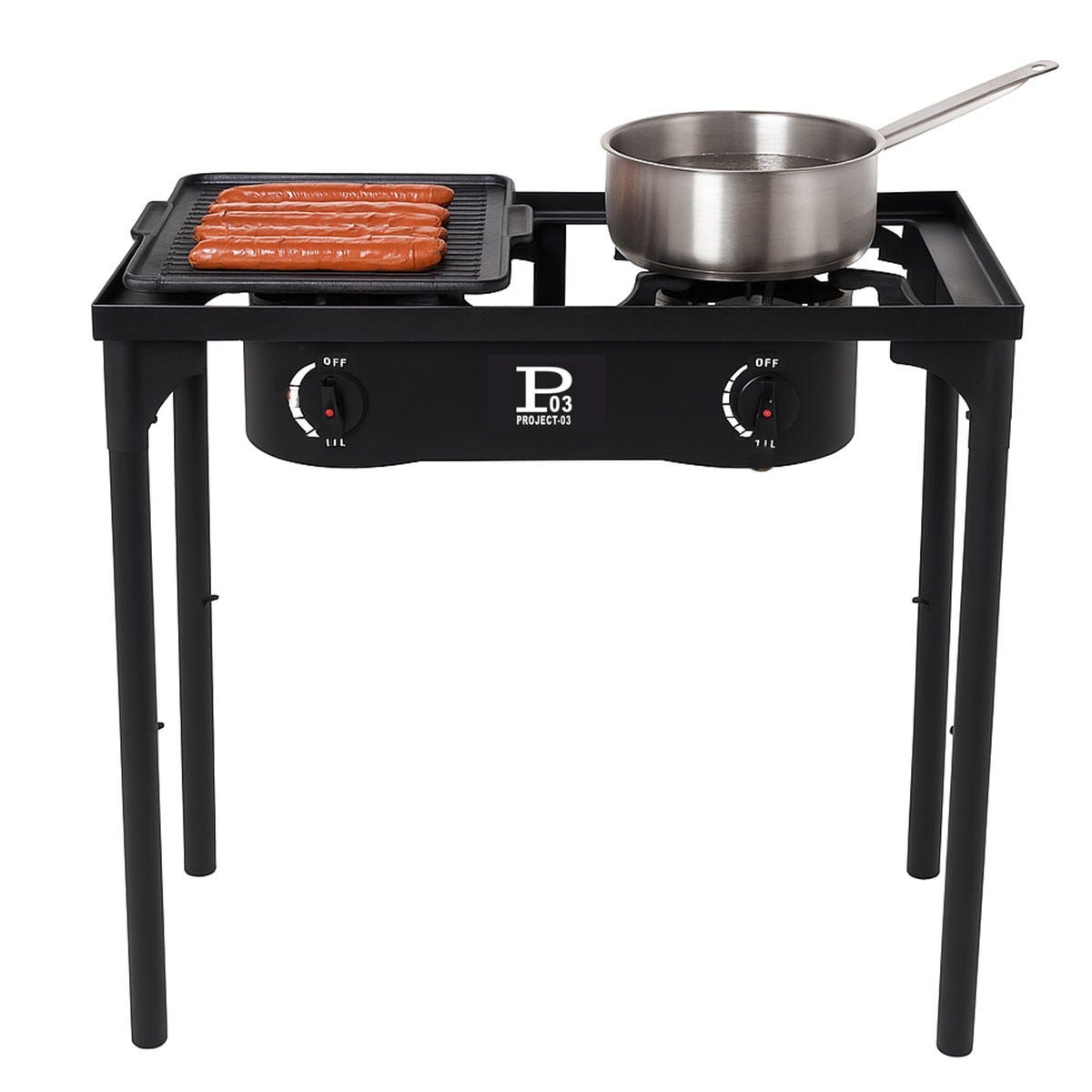 Z.M.C Fornello a gas da campeggio, 2 fuochi + piastra 45 x 24 cm + 12 cartucce di gas da 227 g, fornello da campeggio con dispositivo di sicurezza per esterni ed Z.M.C Fornello a gas da campeggio, 2 fuochi + piastra 45 x 24 cm + 12 cartucce di gas da 227 g, fornello da campeggio con dispositivo di sicurezza per esterni ed