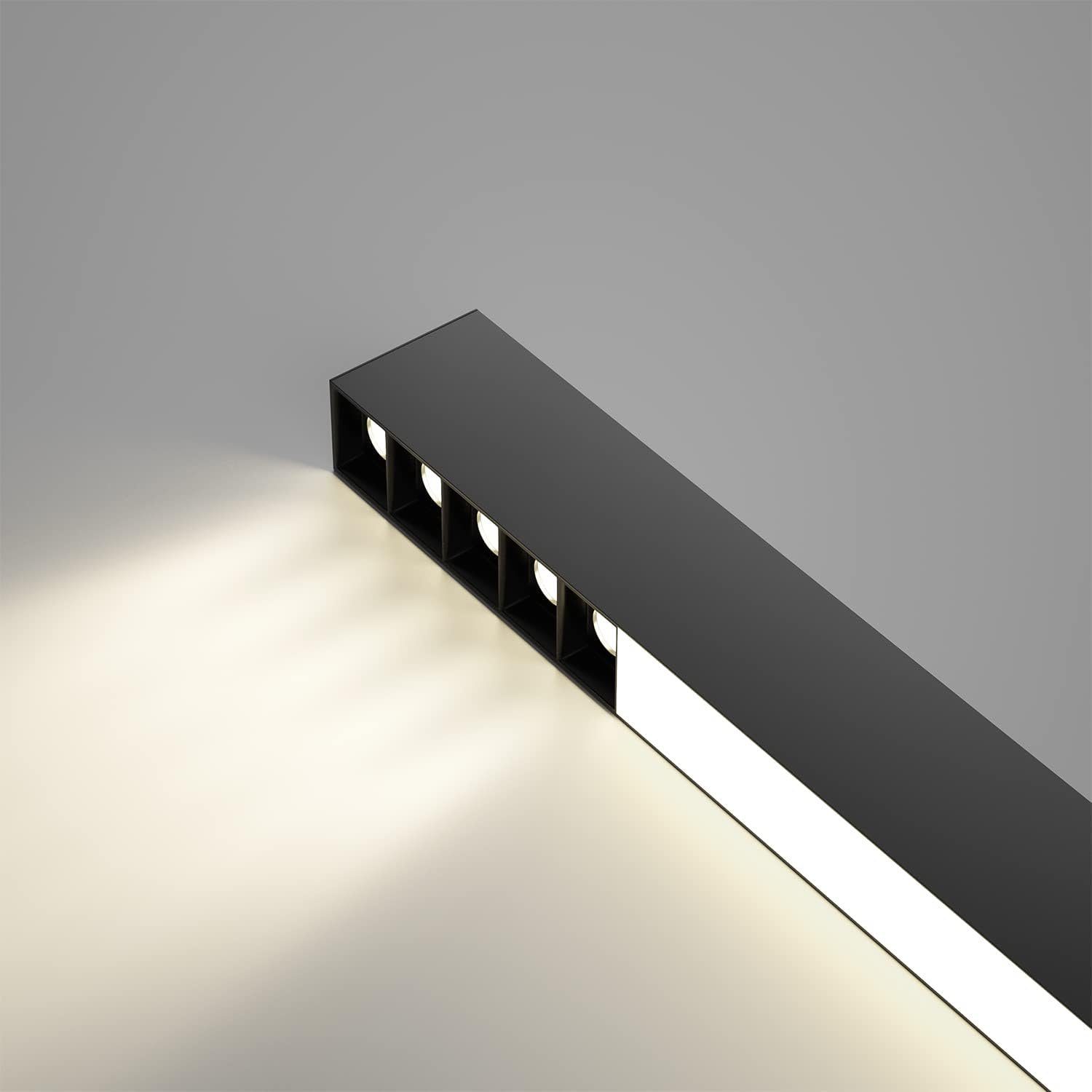 NETTLIFE Czarna lampa sufitowa LED 32W Nowoczesna długa ściemnialna z pilotem 107CM Lampa kuchenna do salonu sypialni biura - 8