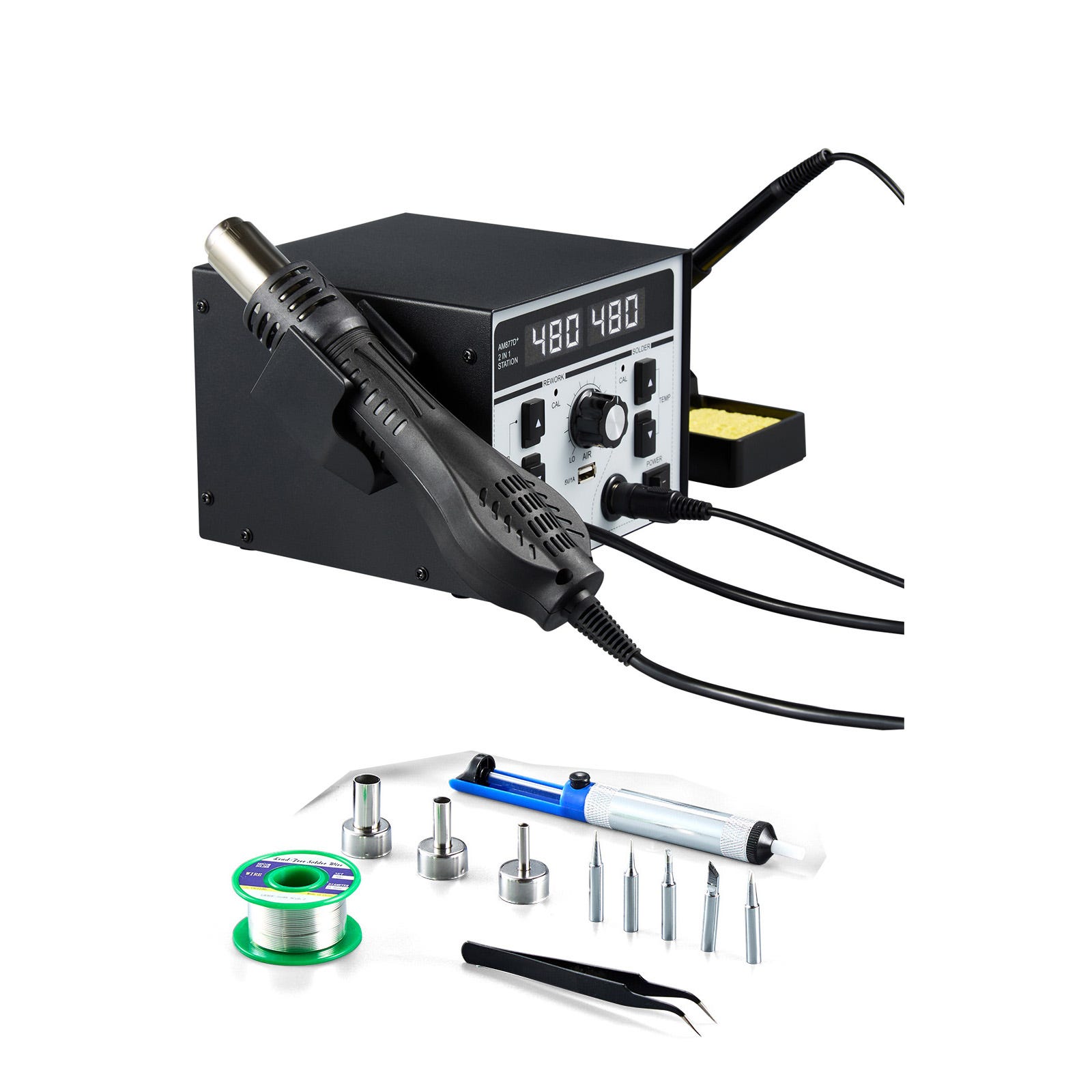 JCD 8898 750W Station de soudage 2 en 1 LCD affichage numérique Kit de Station de soudage de retouche fer à souder réparation d'air chaud outils de soudure 1420 JCD 8898 750W Station de soudage 2 en 1 LCD affichage numérique Kit de Station de soudage de retouche fer à souder réparation d'air chaud outils de soudure 1420