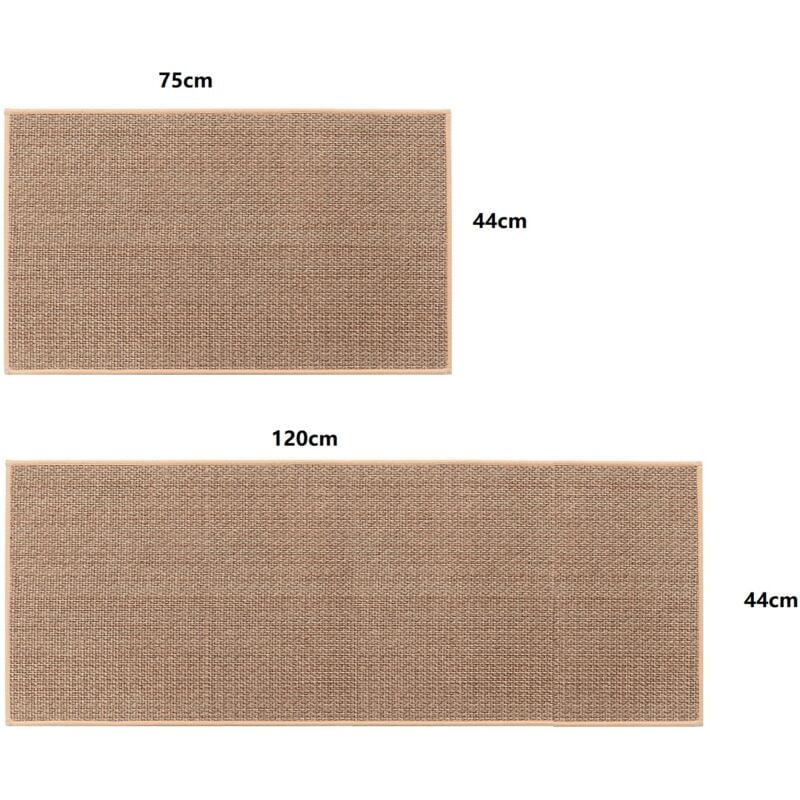 Tapis De Cuisine Devant ​Evier Lavable Antidérapant En Caoutchouc Et Lavable, Couleur du Jute(2 Pcs Pour 44x75cm+44x120cm) - 4