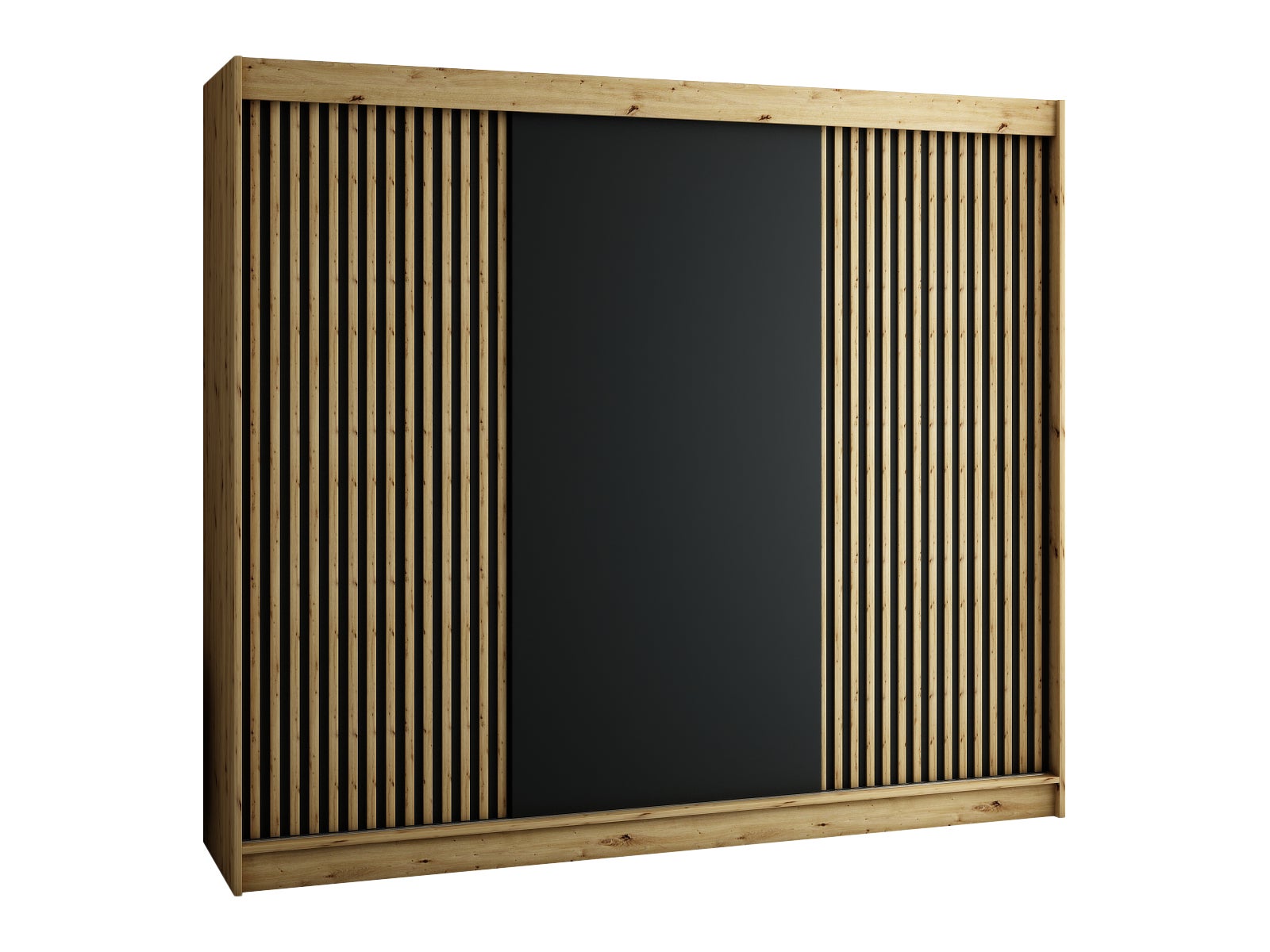 Szafa przesuwna garderoba LAMELO 250 x 62 x 200 cm Artisan + Czarny - Abiks Meble