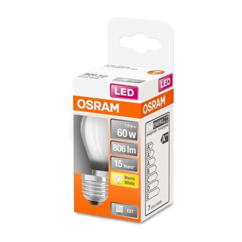 OSRAM Ampoule LED - E27 - Warm White - 2700 K - 7 W - remplacement pour 60-W-Incandescent bulb - LED Retrofit CLASSIC P - 5