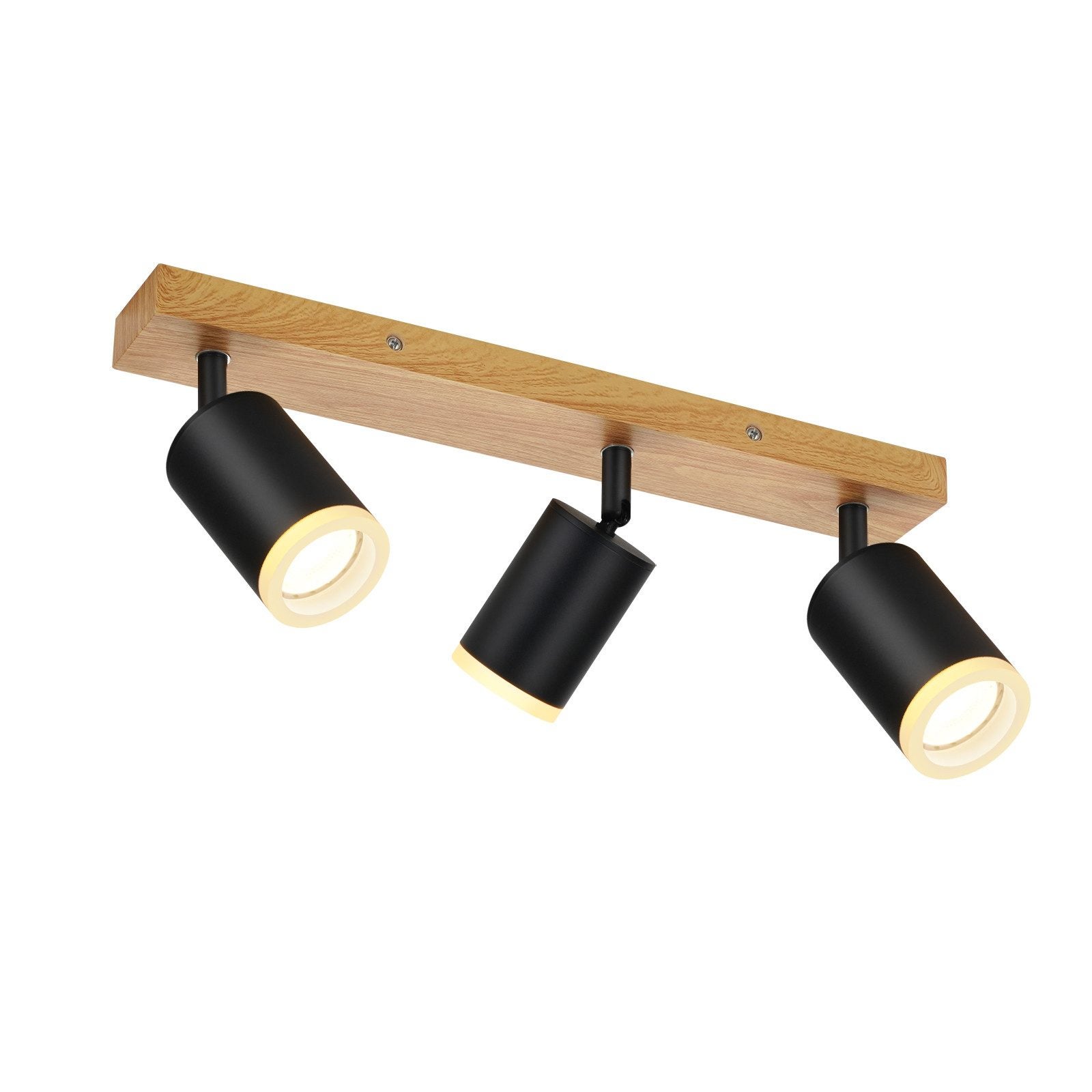 NETTLIFE Spot de plafond spots de plafond noirs lampe de cuisine GU10 spot mural en bois vintage pivotant sans ampoule orientable à 350° - 2