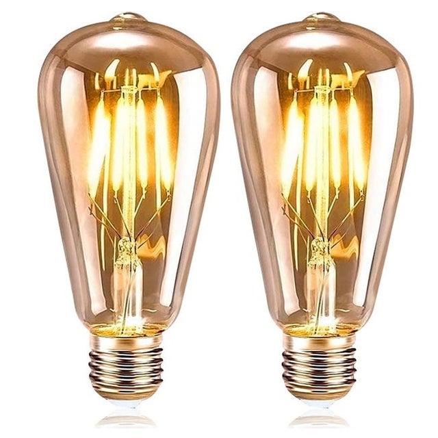 2 bombillas LED E27, bombillas LED de rosca, bombillas retro, bombillas de bajo consumo, 2700K, 6W blanco cálido