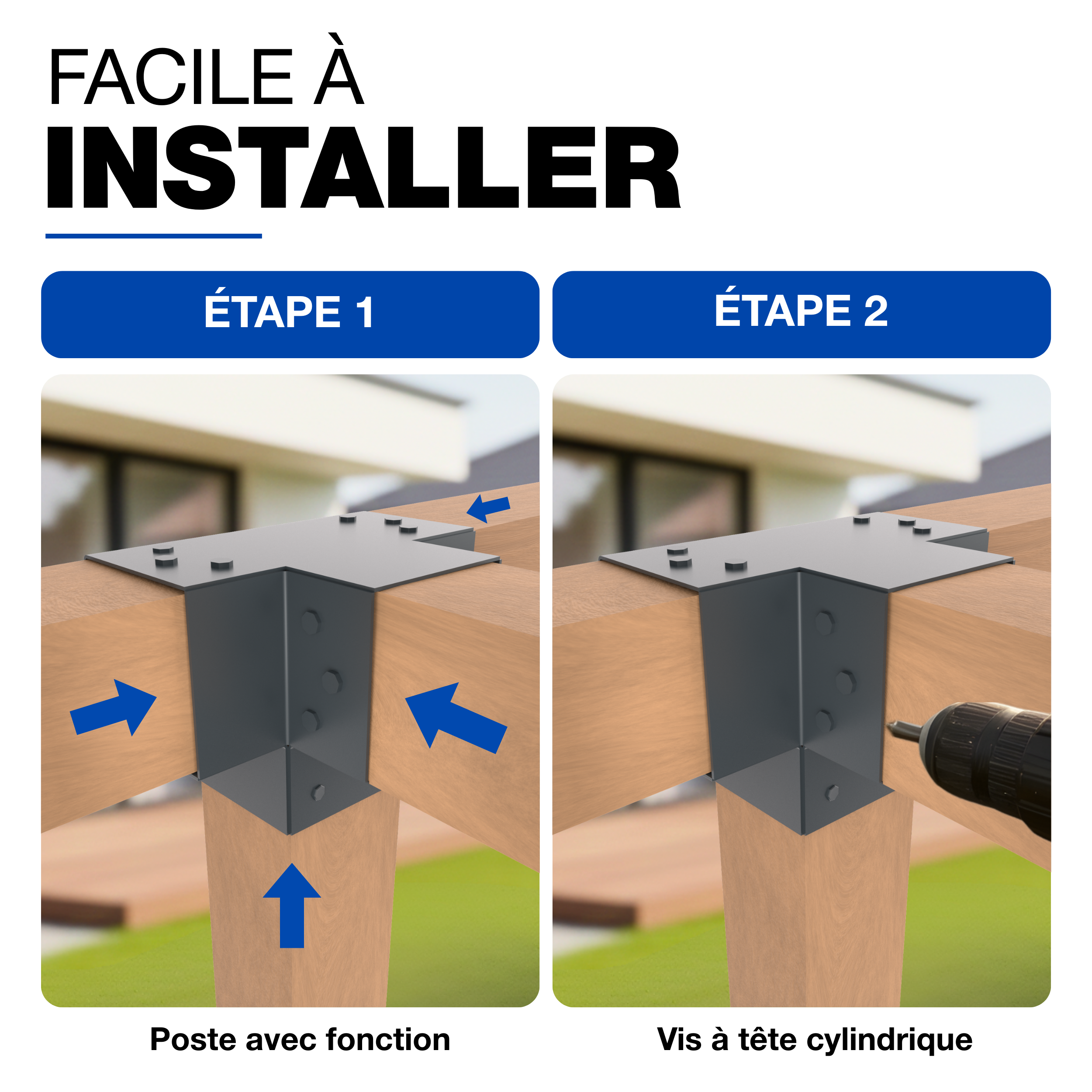 Connecteur de Poteau X 91x91 mm Revêtement en Poudre Anthracite Pergola Connecteur D’Angle 4 Voies Pavilon Support Bricolage Menuiserie GeZu Impex - 3