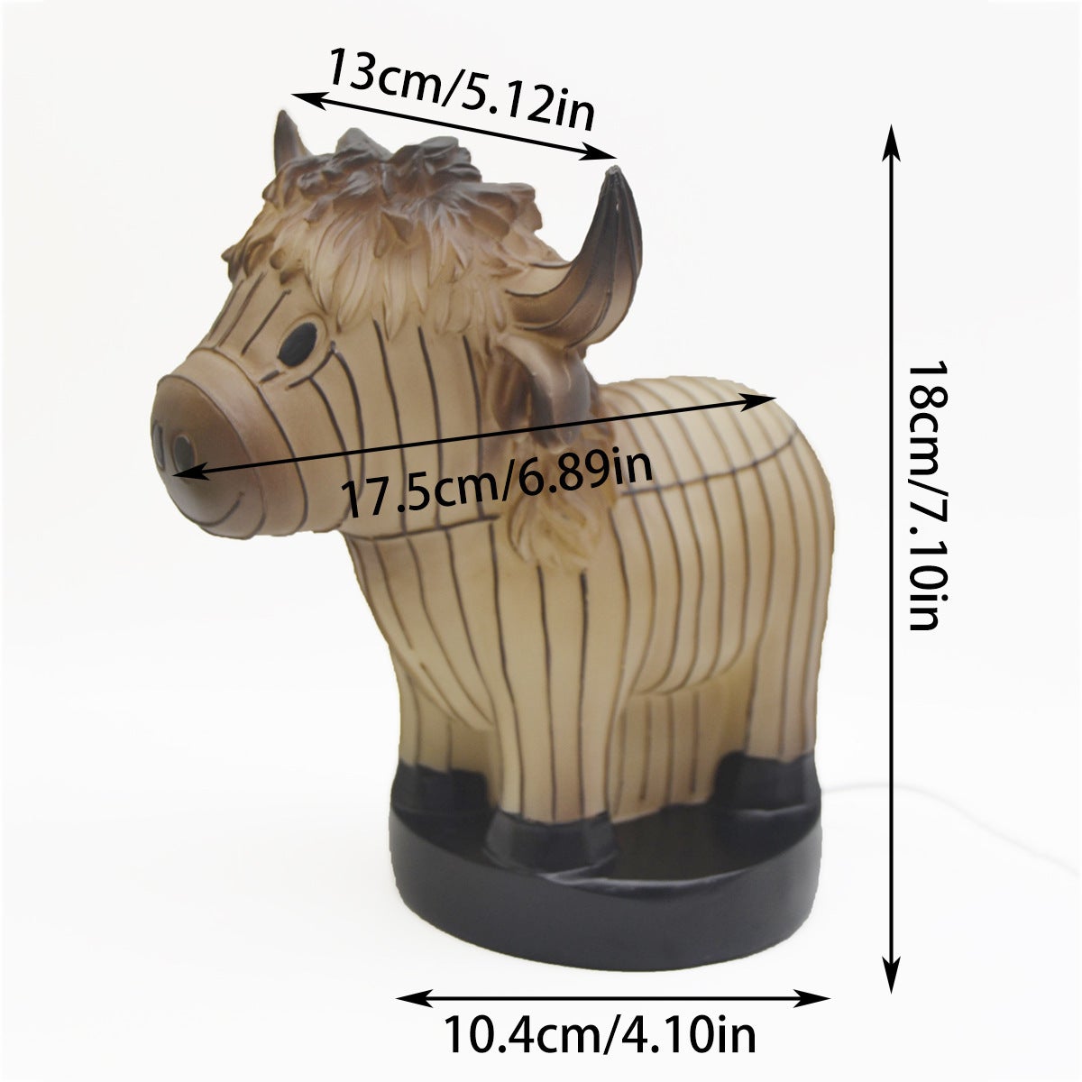 Lampada Da Tavolo A Forma Di Mucca Delle Highland - Gialla - Luce Notturna 3D In Resina Con Porta USB - 3