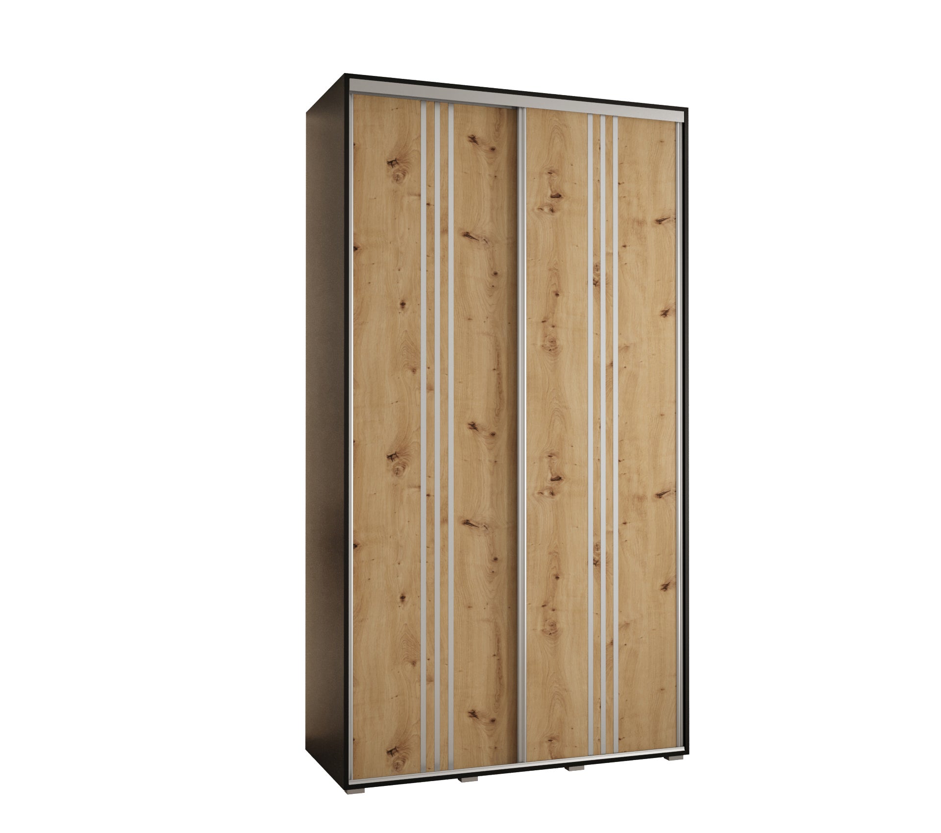 Szafa przesuwna wysoka Davos 6 140 x 60 x 235,2 cm czarny + artisan + u. srebrny - Abiks Meble
