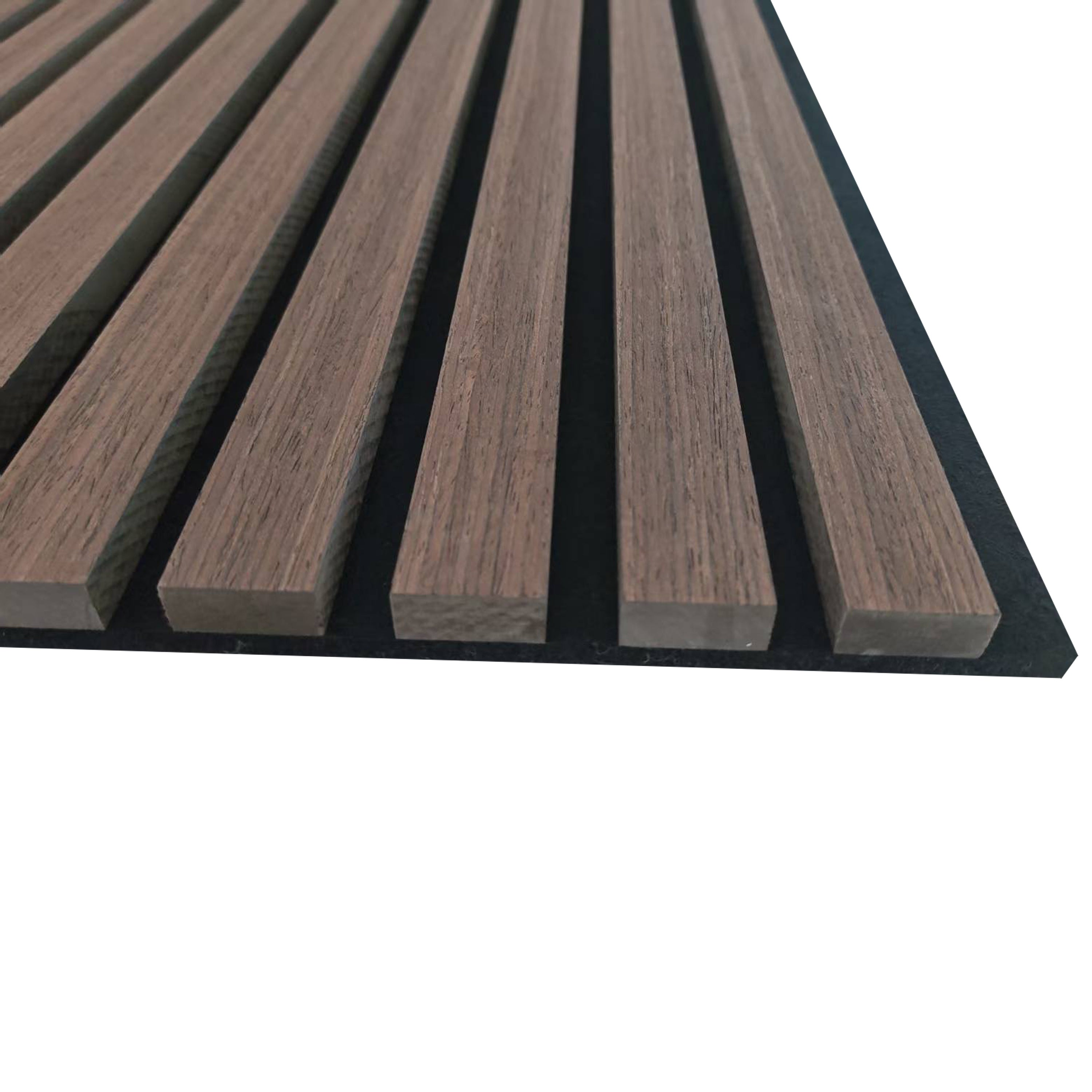 Lot de 3 - Ep. 21mm - 240 x 60cm - Chêne noyer - Panneaux muraux acoustiques, feutrine noire, by Ocean - 3