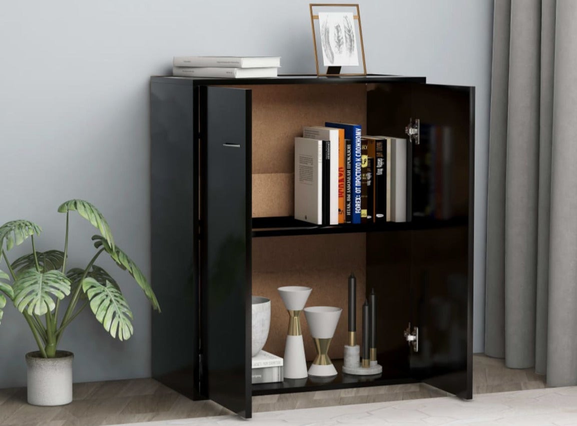 Petit meuble de rangement 2 portes Lika 60cm - Simple et fonctionnel-Gris béton - 6