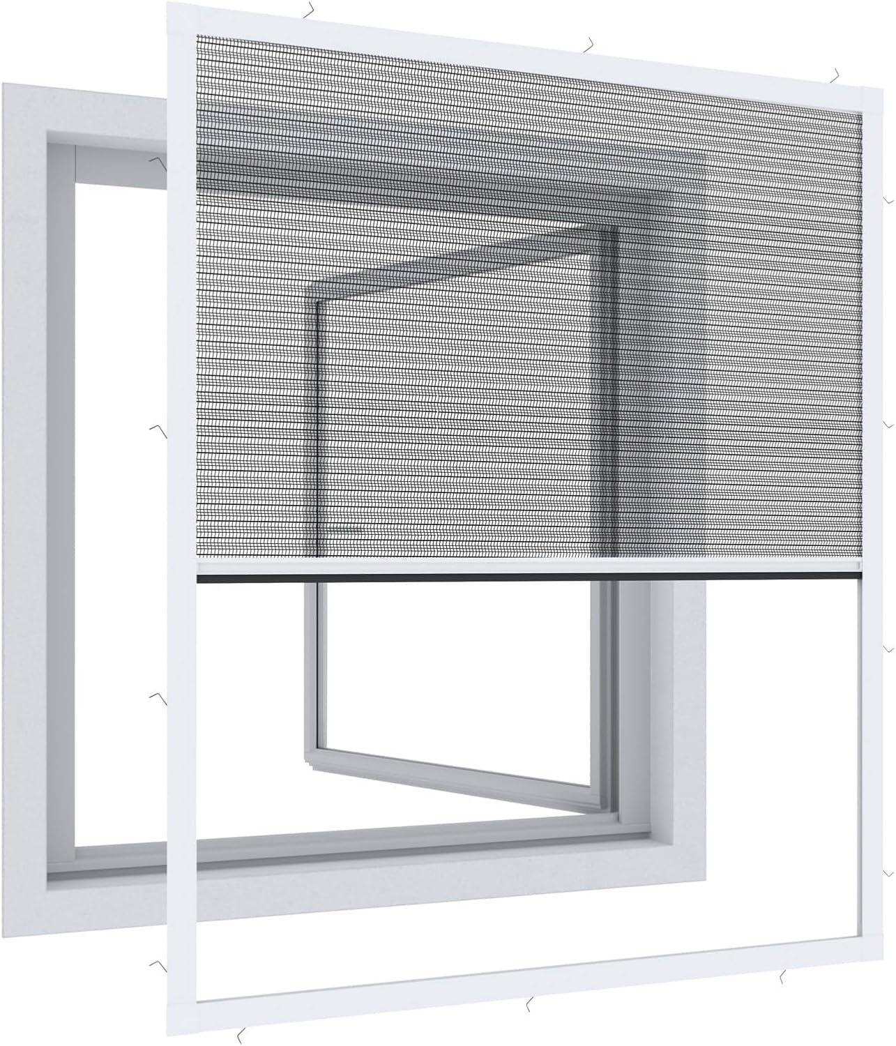 Plasă de țânțari Expert 03244 Ultra Flat pentru ferestre, kit de protecție împotriva țânțarilor, autoasamblare, alb, 130 x 150 cm
