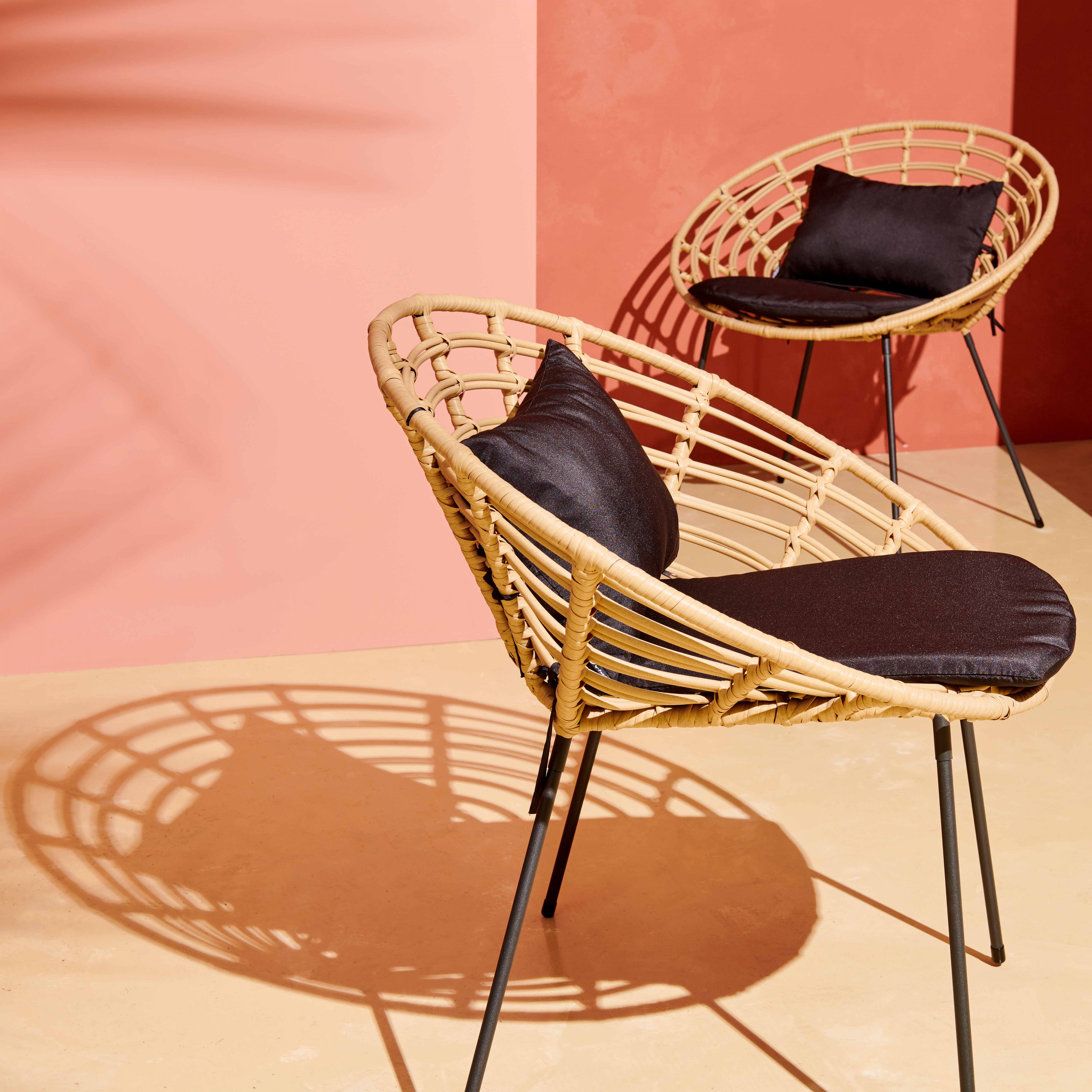 Lot de 2 fauteuils de jardin rond en résine tressée - 7