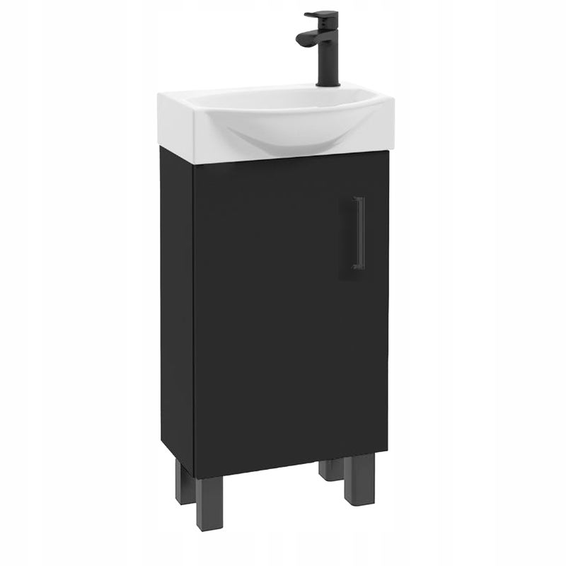 Szafka Łazienkowa Stojąca z Umywalką 40 x 22 cm Czarna Matowa Mała