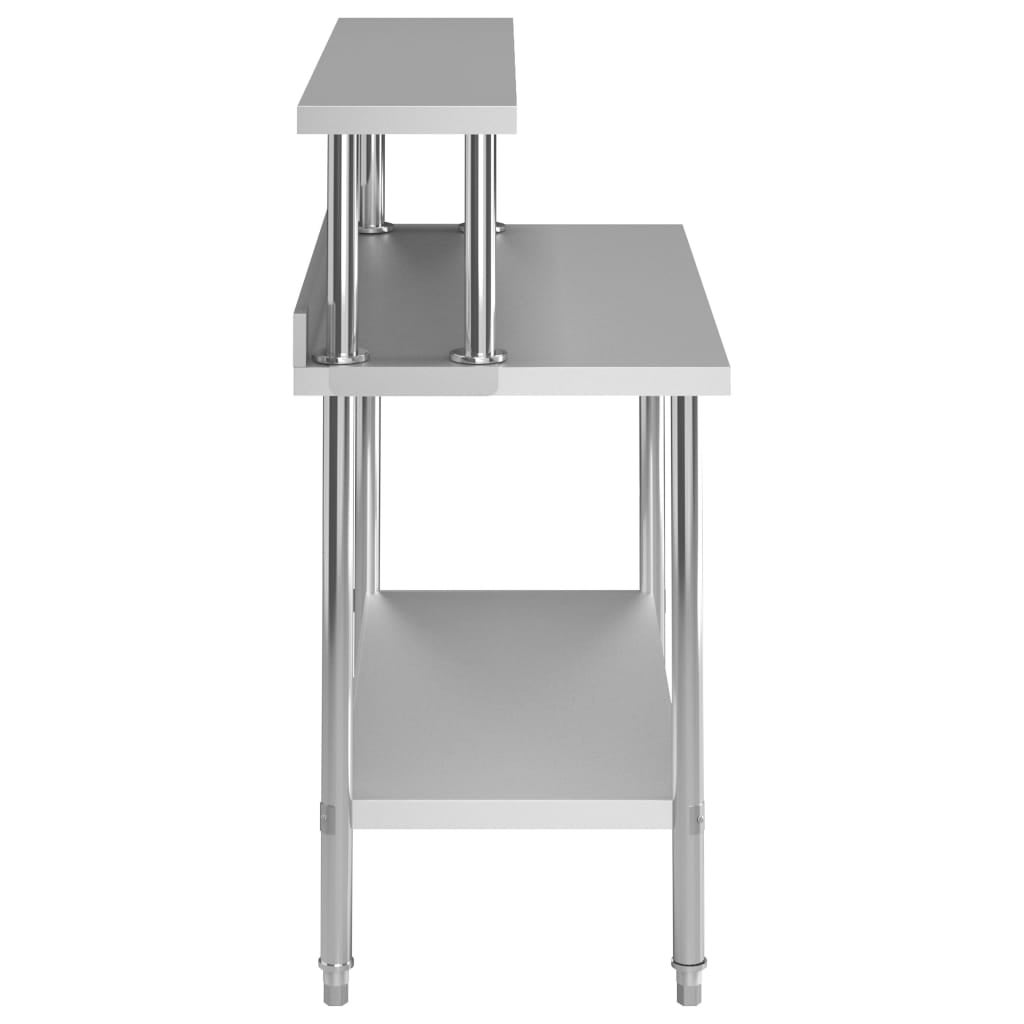 Tavolo da lavoro da cucina con ripiano in acciaio inox 120x60x120 cm - 4