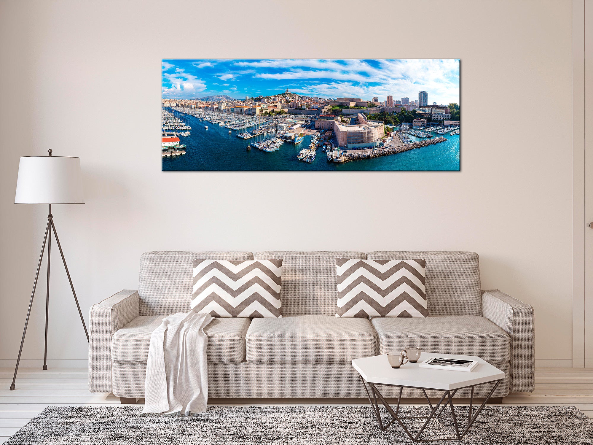 DECLINA, Tableau toile imprimée, Tableau toile panoramique ville de Marseille, 120x50 cm - 3