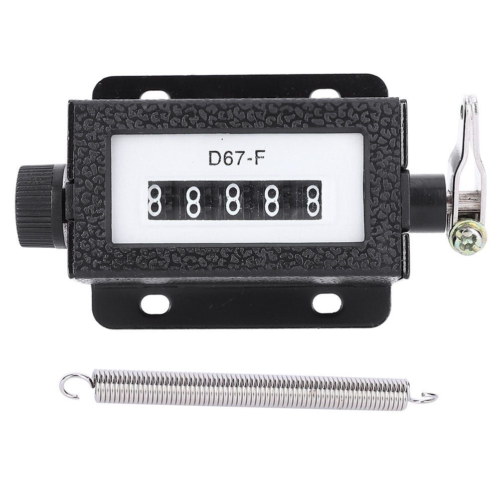 Compteur Mécanique 5 Chiffres (0-99999) – Bouton Rotatif Réinitialisable – Pour Industrie Textile, Impression – Noir Avec Ressort