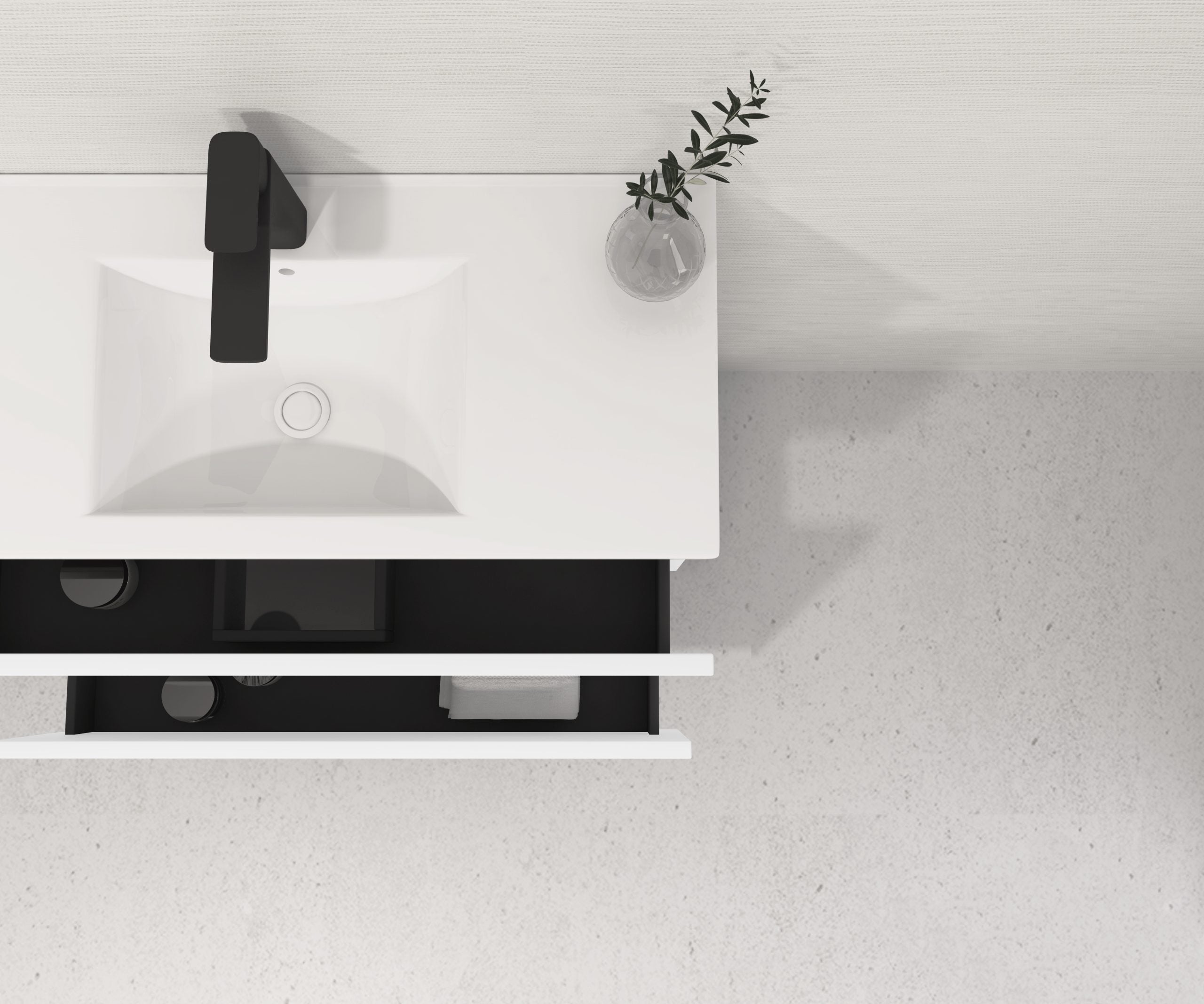 Pack Meuble de Salle de Bain Avantarea avec Vasque Simple et Miroir Uni CARCANS Blanc 80CM - 3