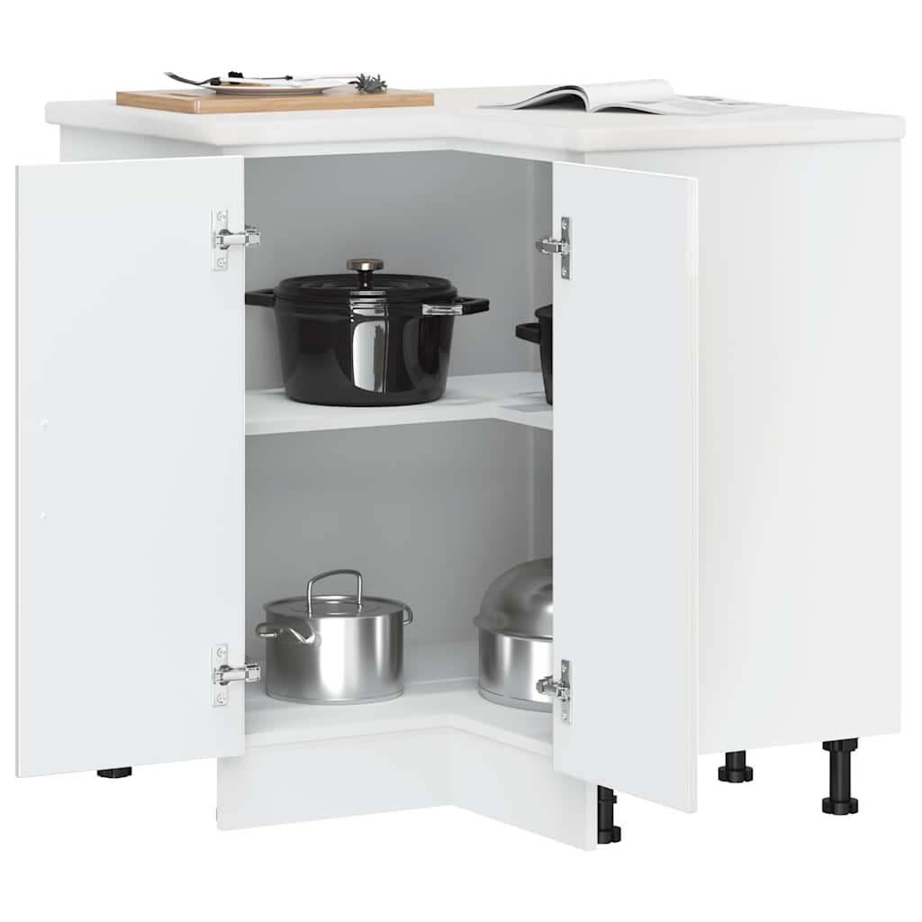 Meuble Haut De Cuisine - Armoire d'angle de cuisine blanc brillant 6625fr - 4