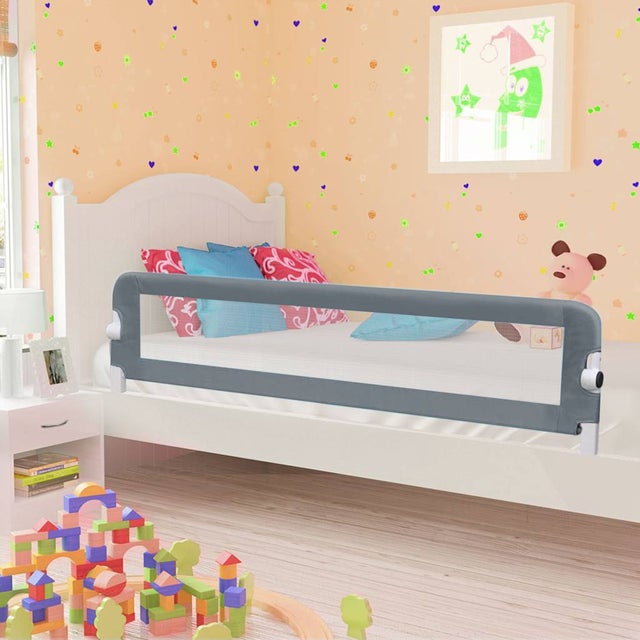 Barandilla de seguridad cama de niño poliéster gris 180x42cm vidaXL
