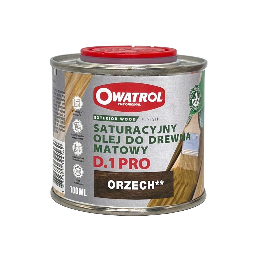 Olej do drewna Owatrol D1 PRO Olej Nasycający Drewno z Ochroną UV Orzech 100ml