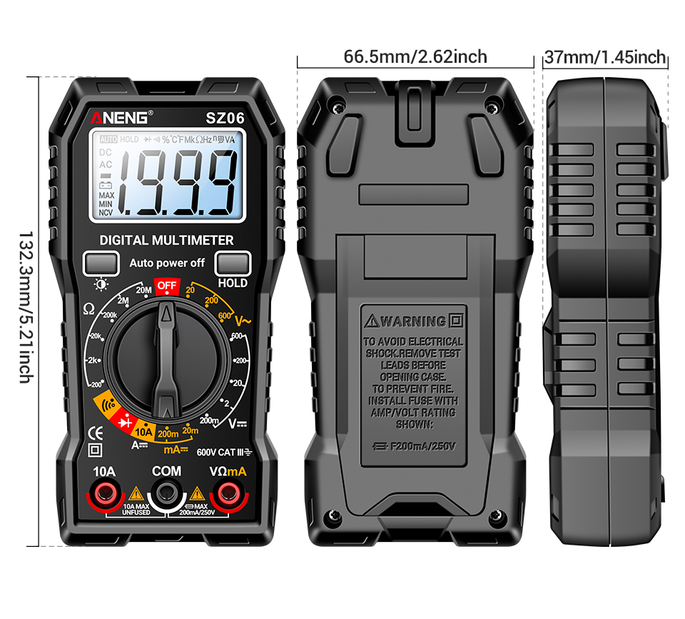 Mini multimetro digitale LCD A1, contatore 2000, tensione CC/CA, frequenza, resistenza, NCv, controllo filo vivo e neutro | Leroy Merlin