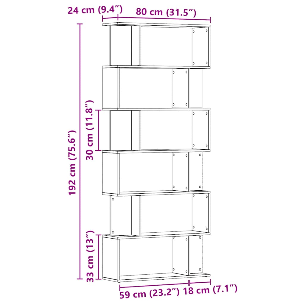 Bibliothèque en Bois Marron l. 80 x P. 24 cm - 3