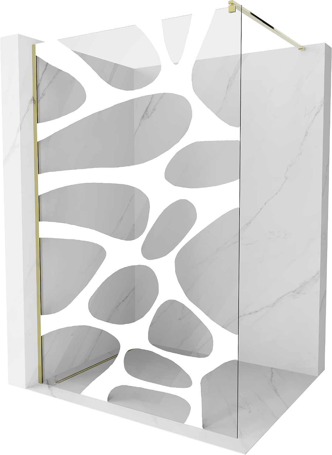 Mexen Kioto ścianka prysznicowa Walk-in 110 x 200 cm, biała fala 8 mm, złota - 800-110-101-50-97