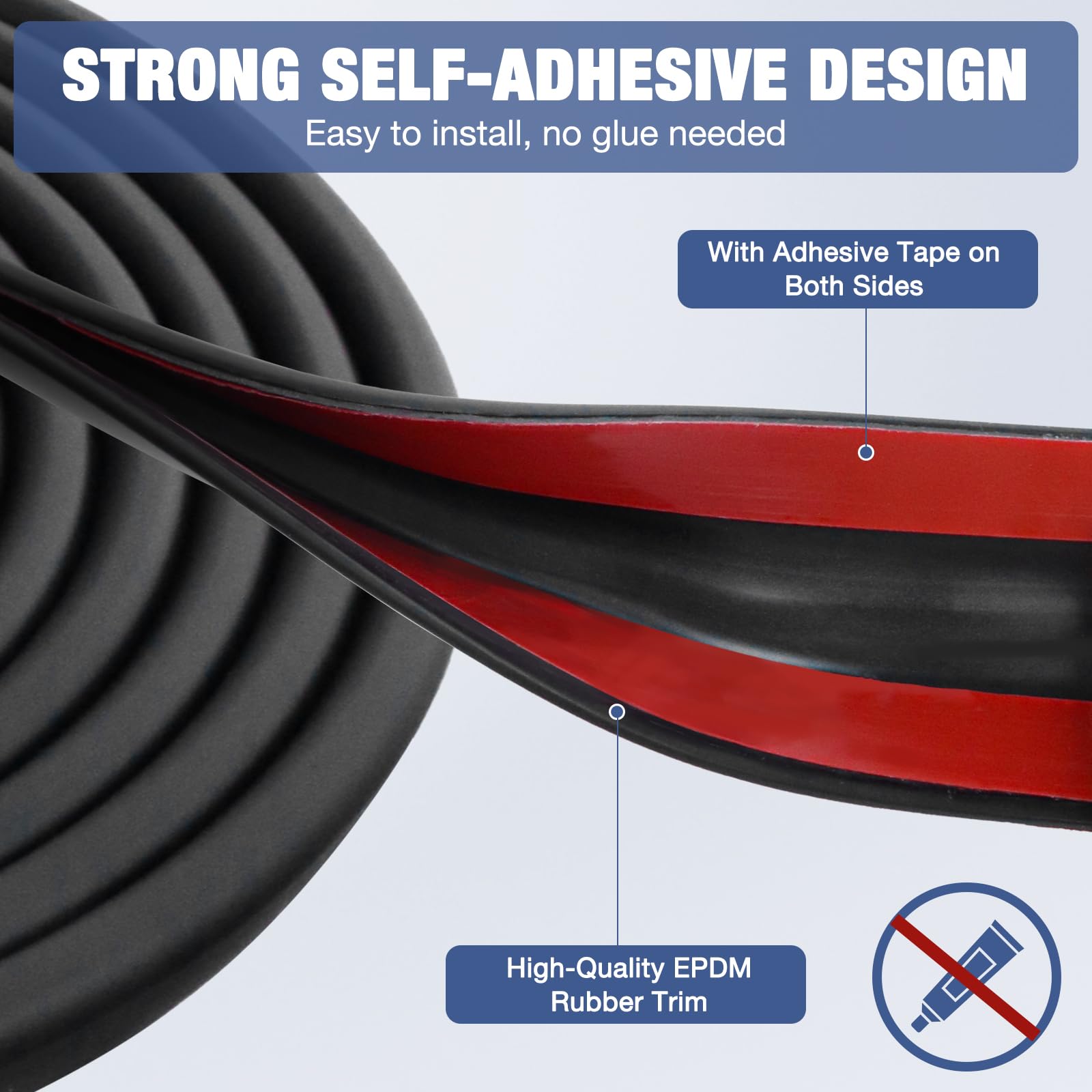 Protection bord de tole joint caoutchouc en u joint porte voiture adhesif noir caoutchouc protection metal verre (5m, 1,5mm) - 2