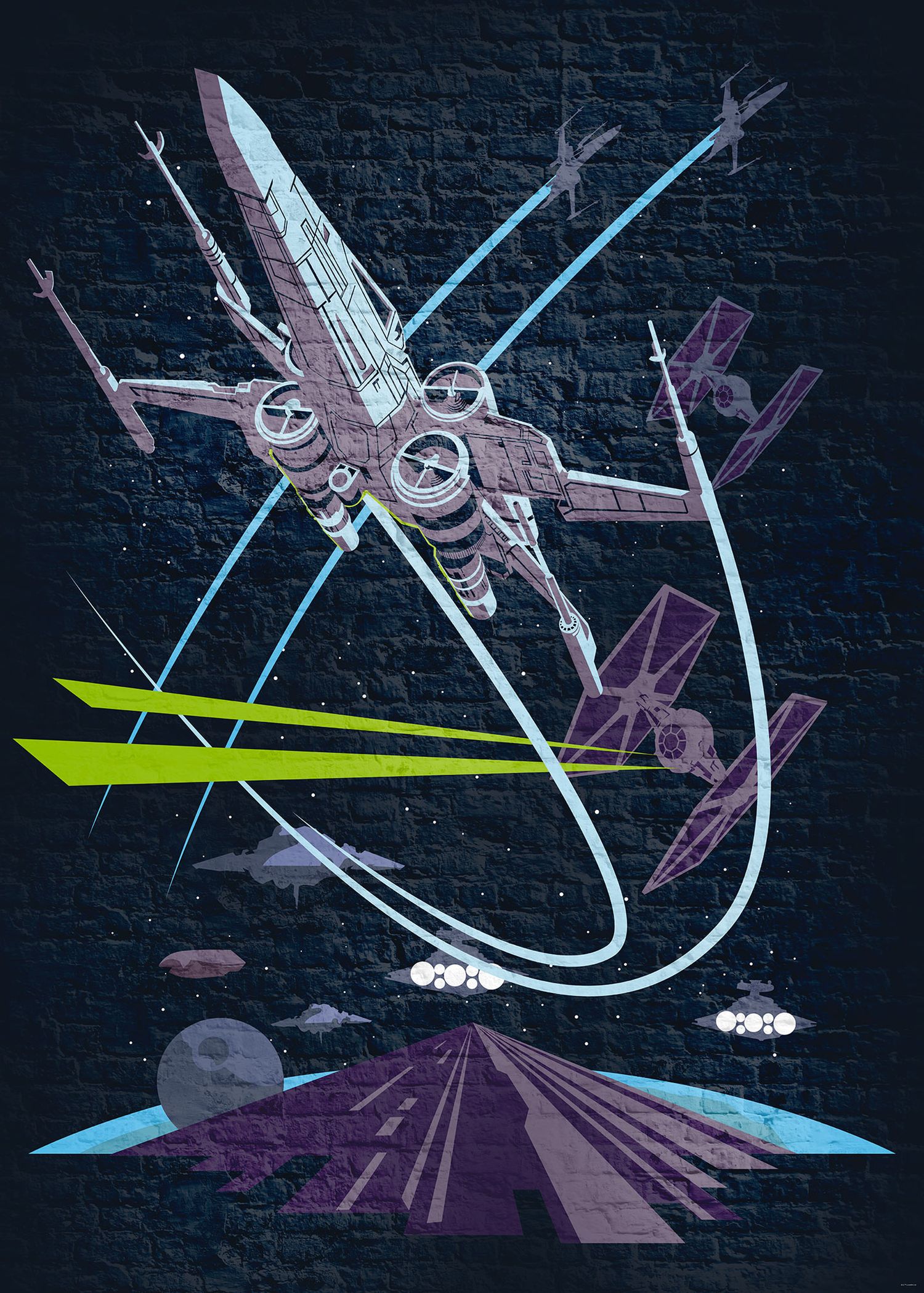 Papier Peint - Star Wars X-Wing 125x125cm - Rond - Intissé - Adhésif