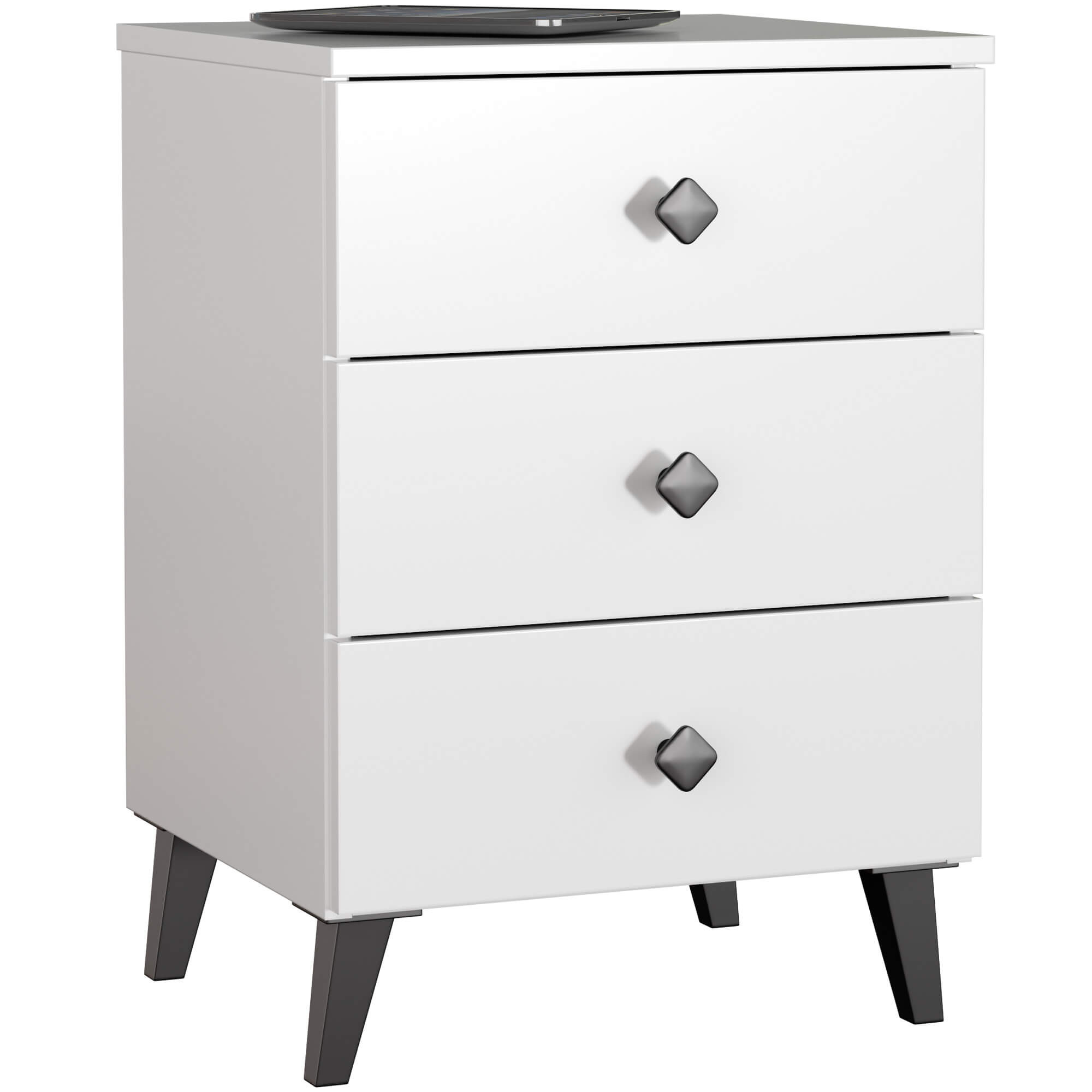 Szafka nocna AKORD MOBI Biała 40 cm 3 szuflady kolor Biały mat 40x37x58 cm