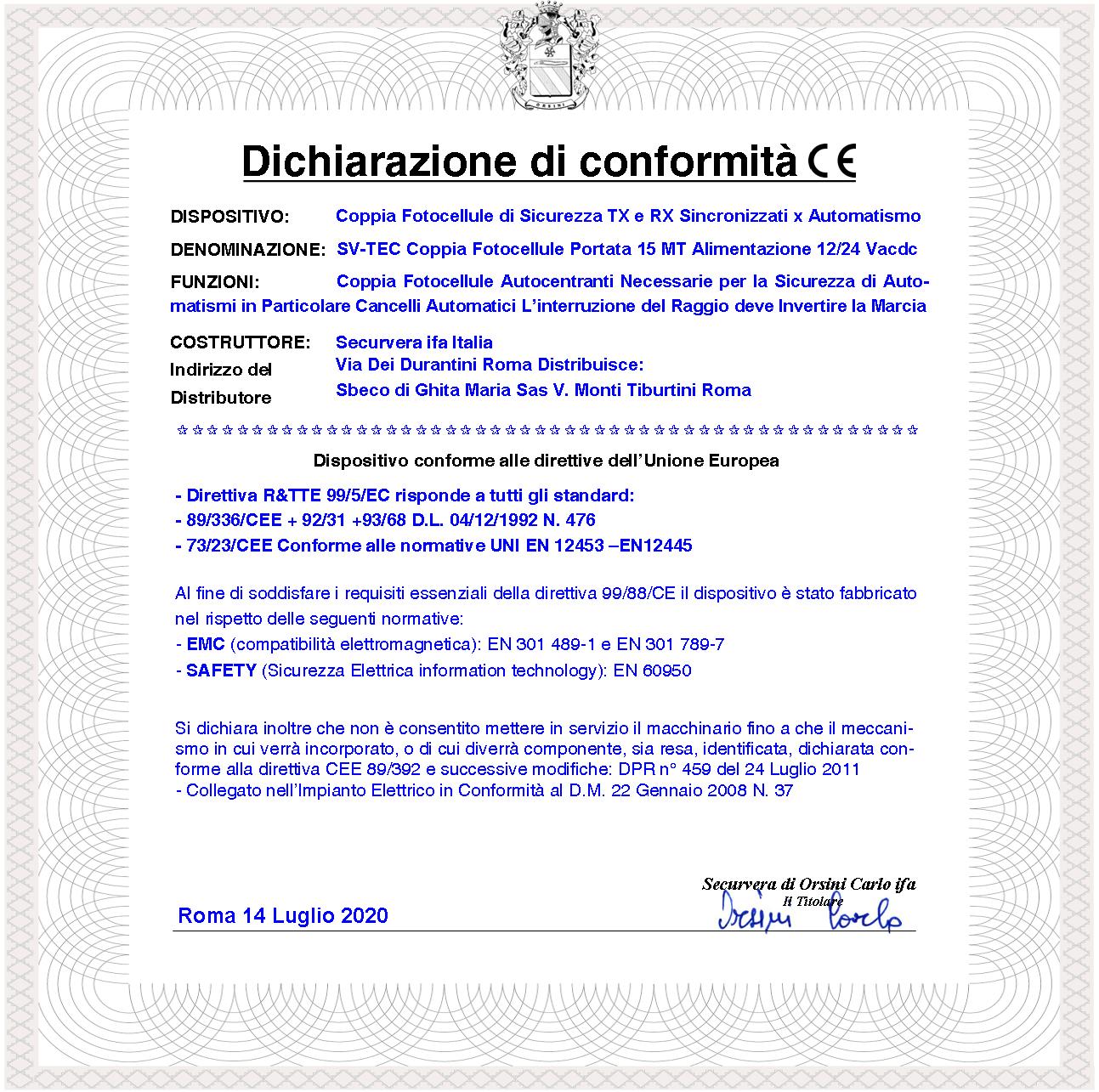 Fotocellule Un TX e Un RX Sicurezza e Controllo Cancello Elettrico Automatico Portata 15 Metri Lineari Montaggio a Parete o Palina Controllare Dimensi - 3