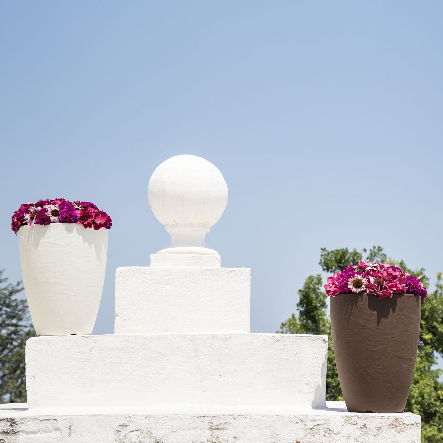 Pot de Fleurs en Résine Rond Bordeaux H38 Ø 30 Cm - 3