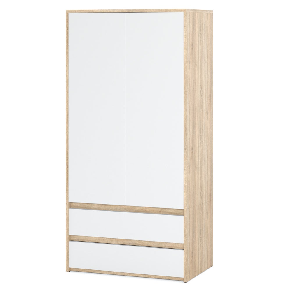 Szafa garderoba 90cm 2 szuflady półki drążek salon sypialnia sonoma biały