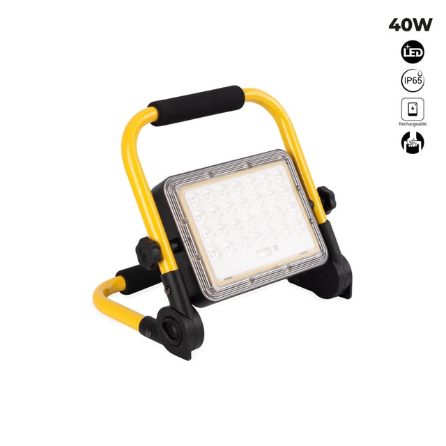 Projecteur LED 40W pour chantier portable - IP65 - 6000K - Blanc Froid