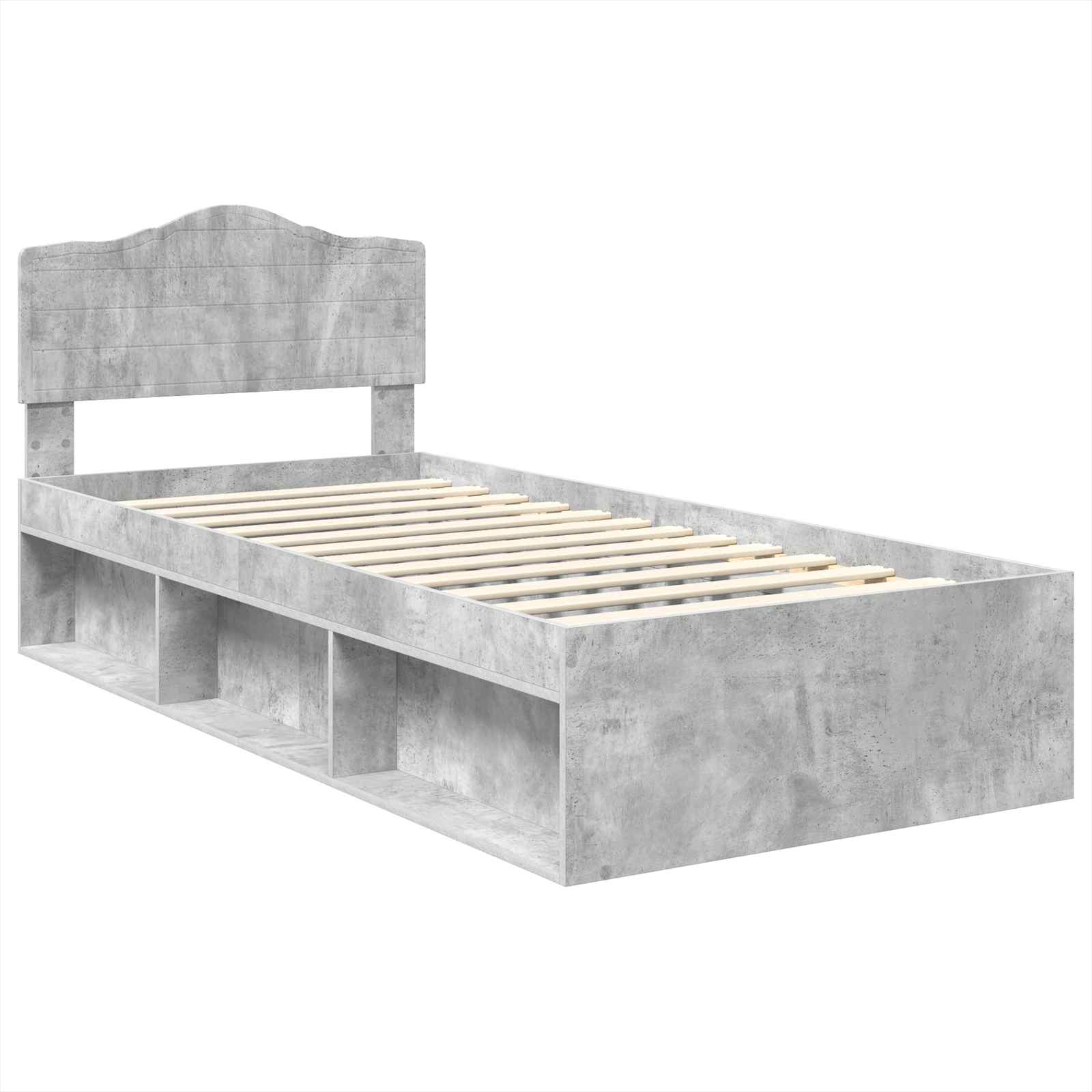 Cadre de lit Gris Béton 100 x 200 cm Bois de pin massif - 4
