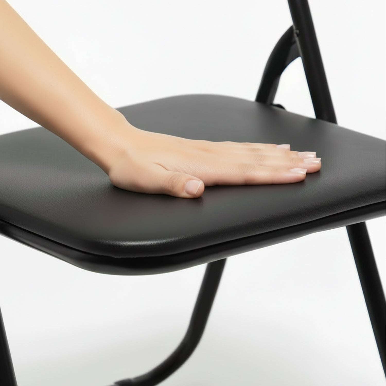 Set Di 6 Sedie Pieghevoli Con Struttura In Ferro Imbottite Salvaspazio Per Giardino Sala Riunioni Eventi Cucina (Nero/Nero) - 2