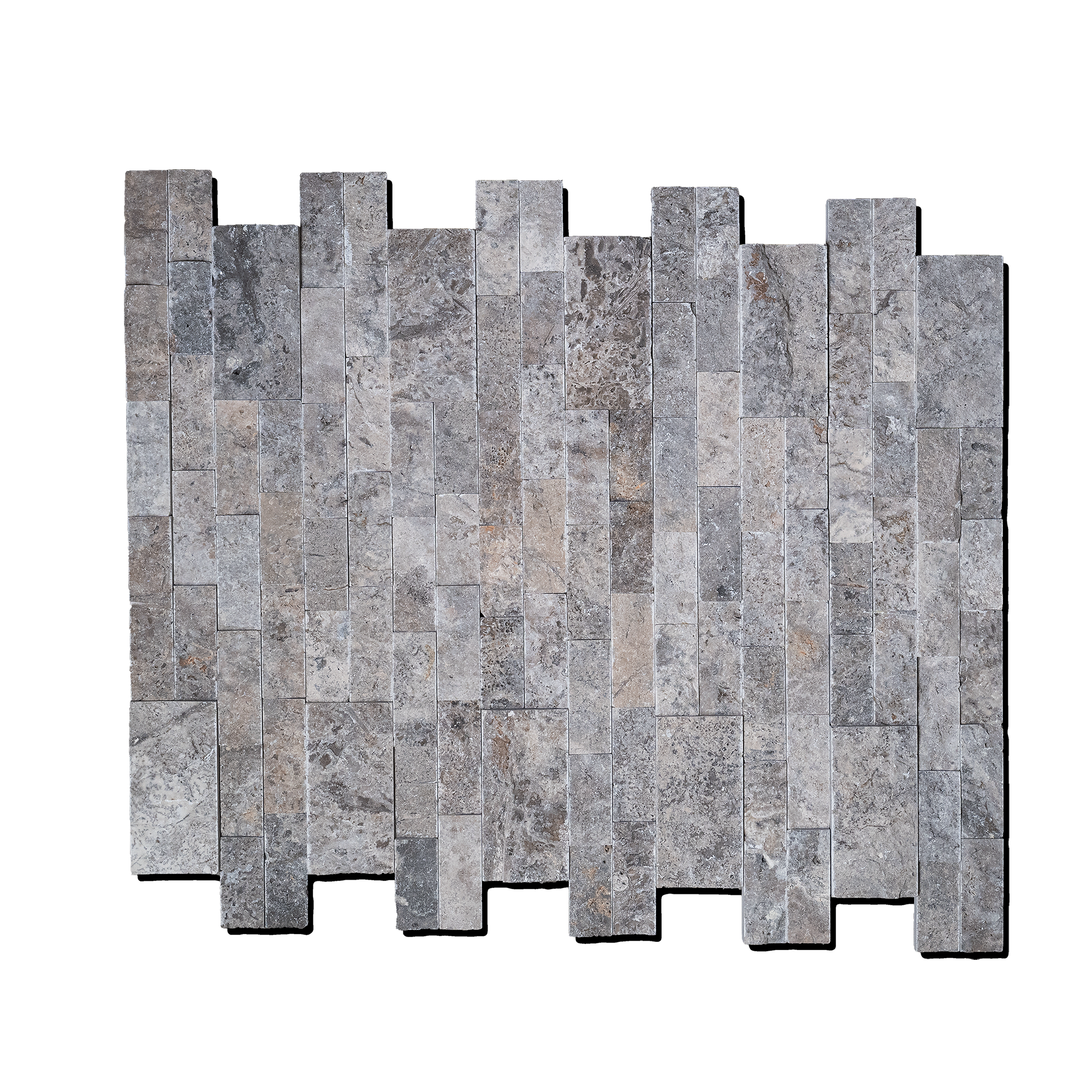 Plaquette de parement en Travertin Gamme Silver format puzzle l.15.2 x L.61 (6 pièces) - 3