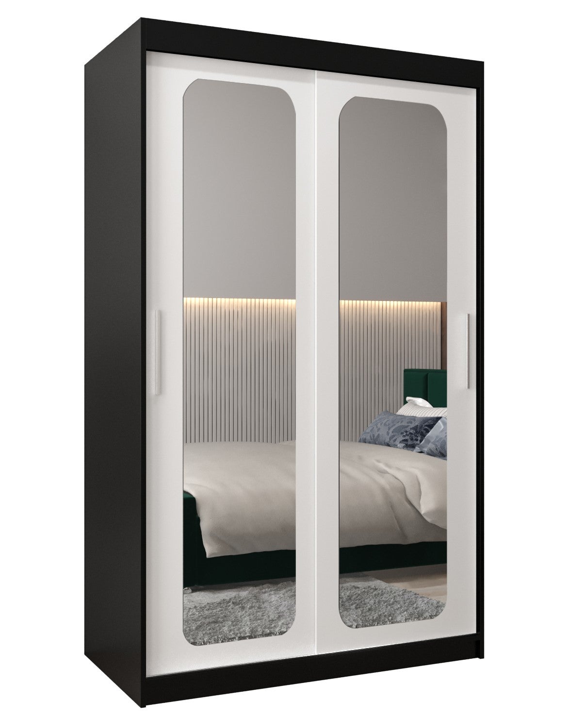 Szafa przesuwna garderoba PROMO T3 120 x 62 x 200 cm Czarny + Biały - Abiks Meble