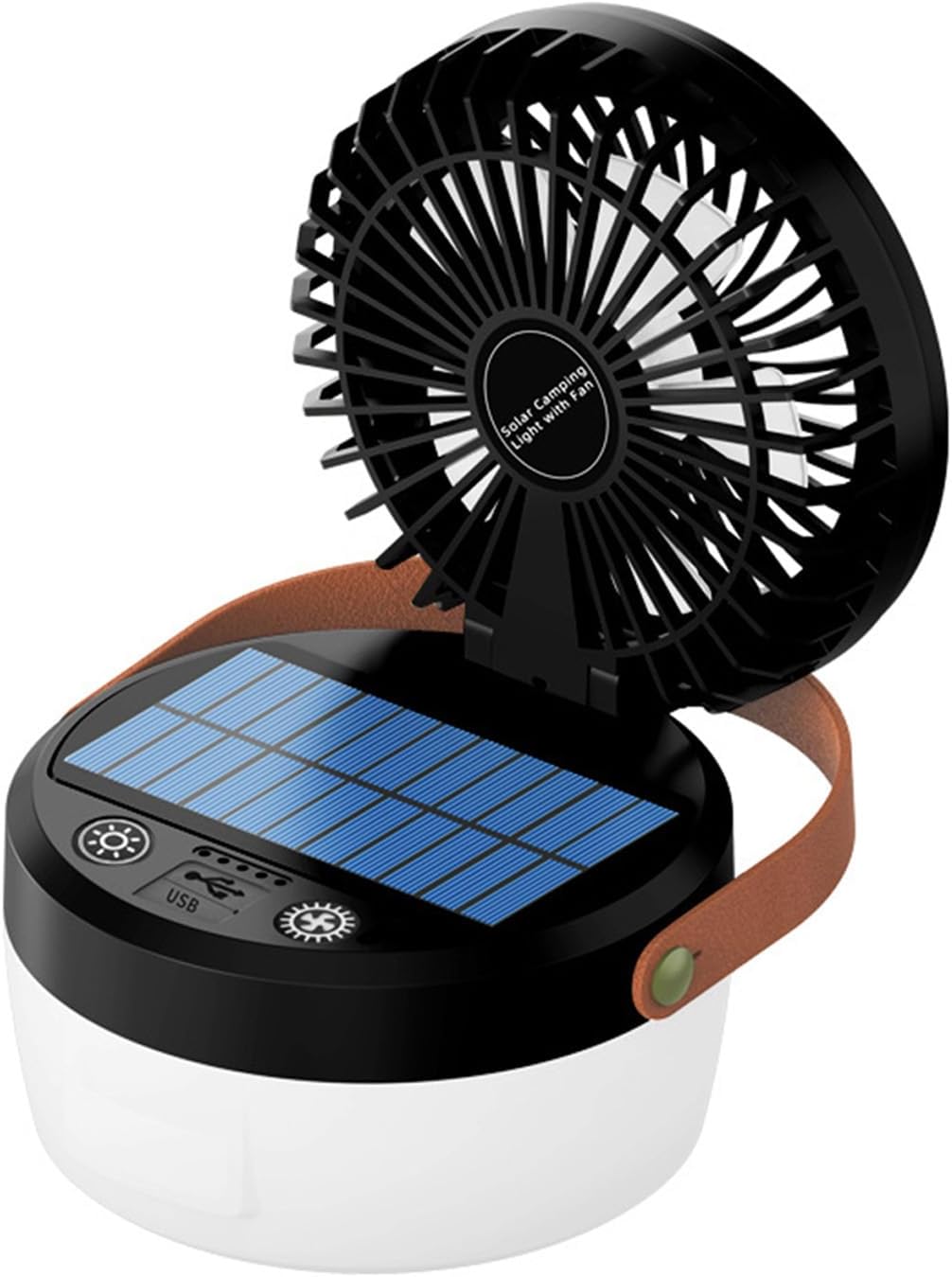 Latarka kempingowa 3 w 1 ze składanym wentylatorem, idealna na kemping i podróże na świeżym powietrzu (czarna)