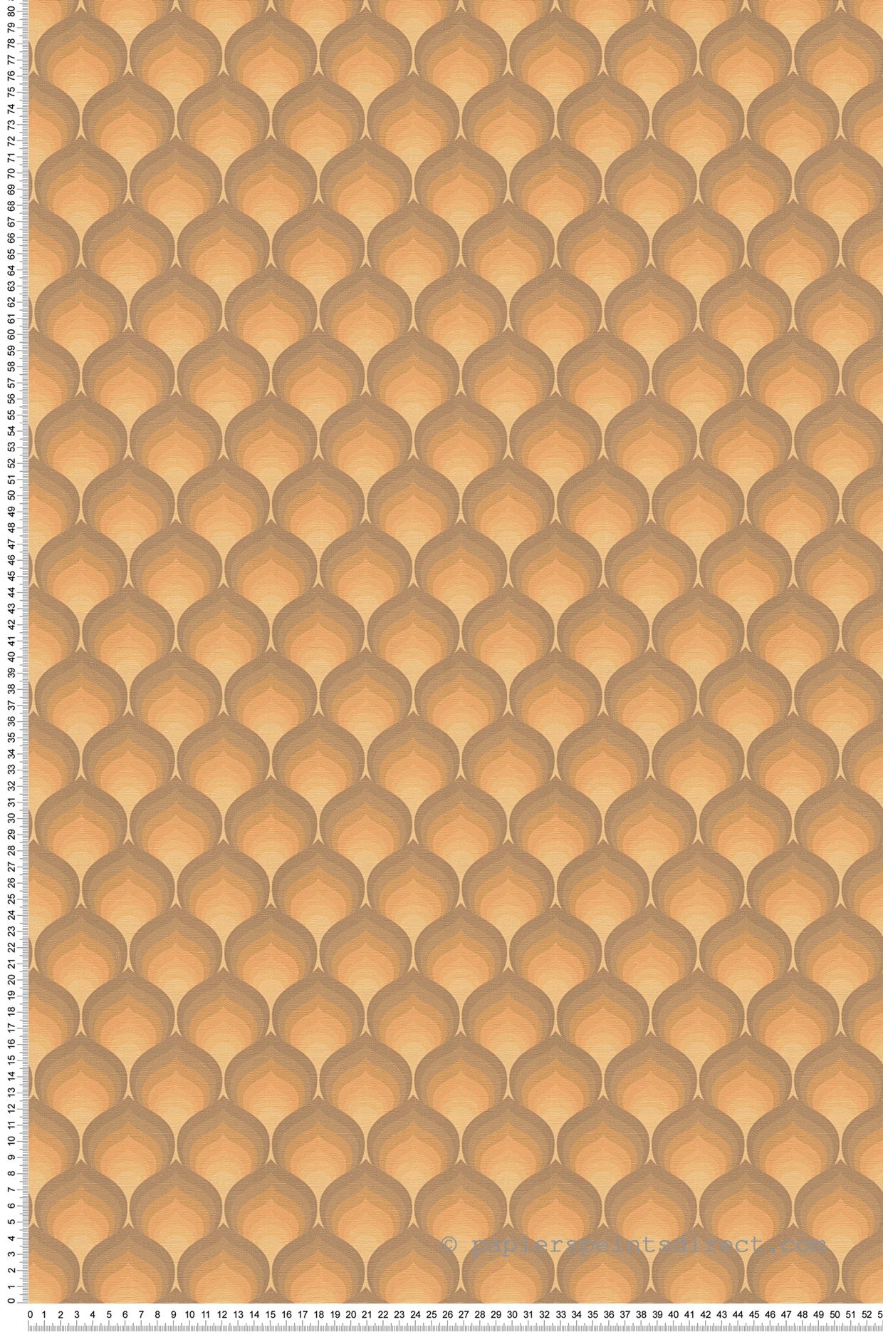 Papel Pintado Rasch No Tejido 480030 - Patrón Geométrico Naranja/Blanco/Marrón, Rollo 10.05 M X 0.53 M